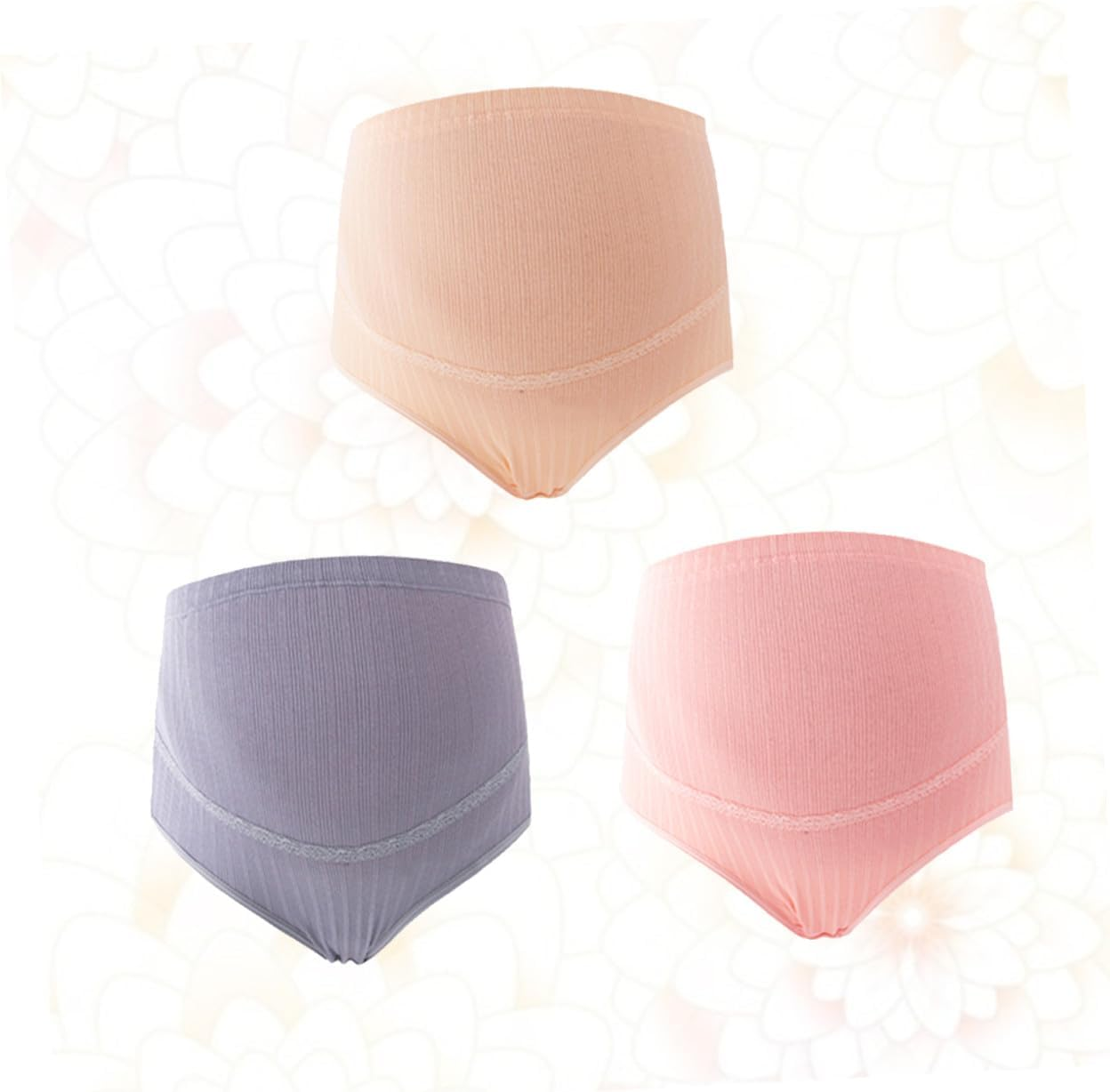 3Pcs High Waist Cotton Maternity Panties Soft Stretchy Breathable Underwear with Stomach Lift Splice Design for Pregnant Women Comfortable Bump Support image number 1