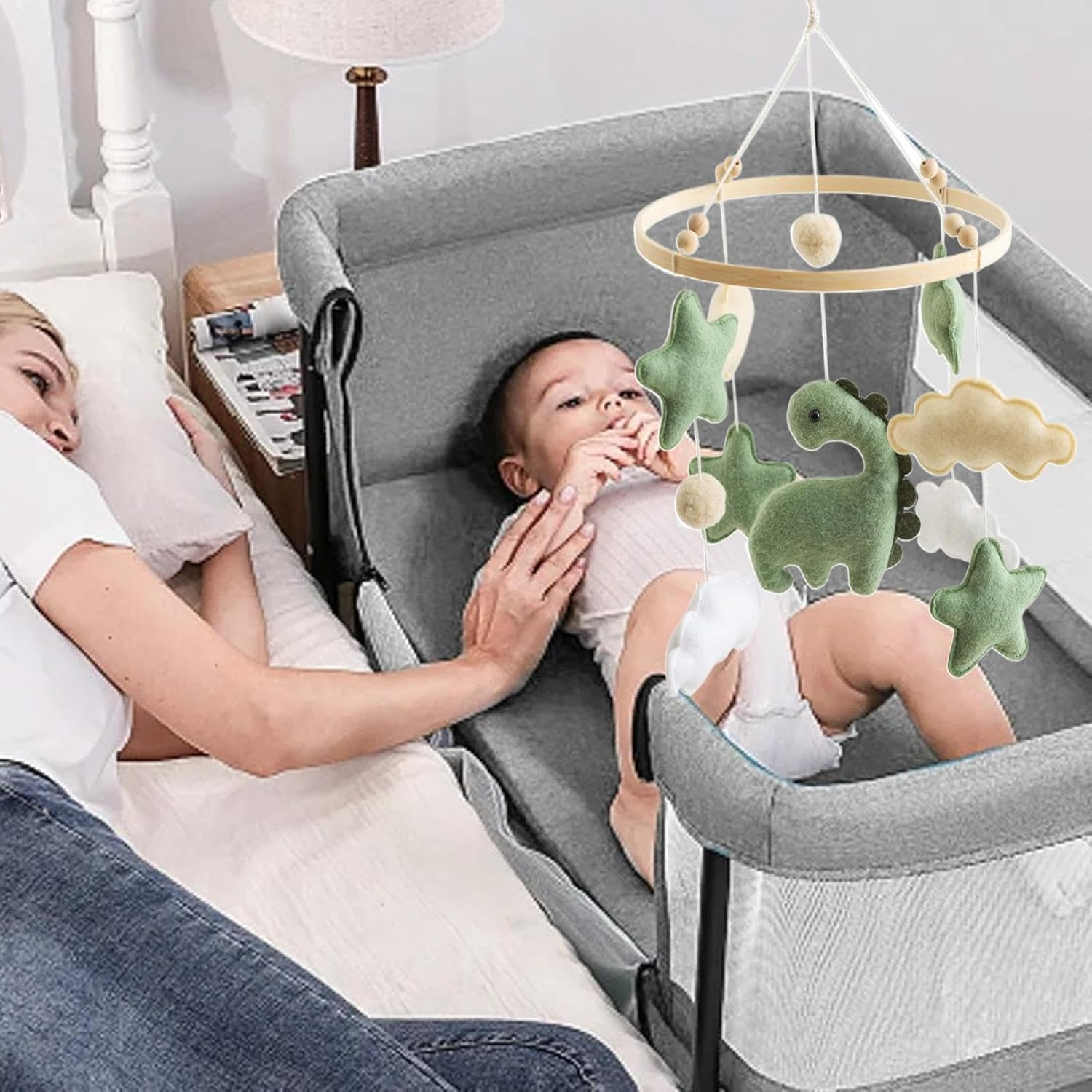 Bed Bell - Baby Crib, Rotatable Crib with Projection | Timing Function and Baby Rattles, Breathable Bedside Soother for Children Boys Girls Birthday Christmas (40X23Cm) image number 4