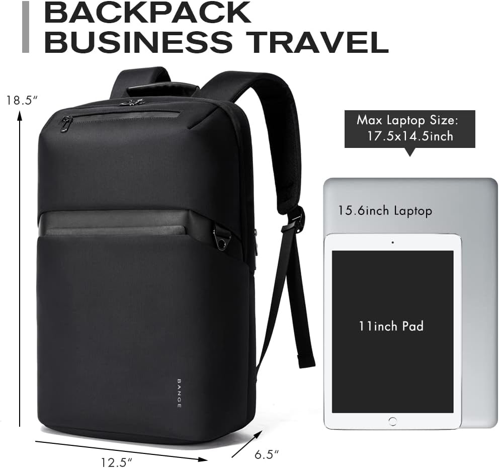 BANGE Slim Lightweight Business Backpack,Smart Work Backpack for Men and Women - Blue image number 5
