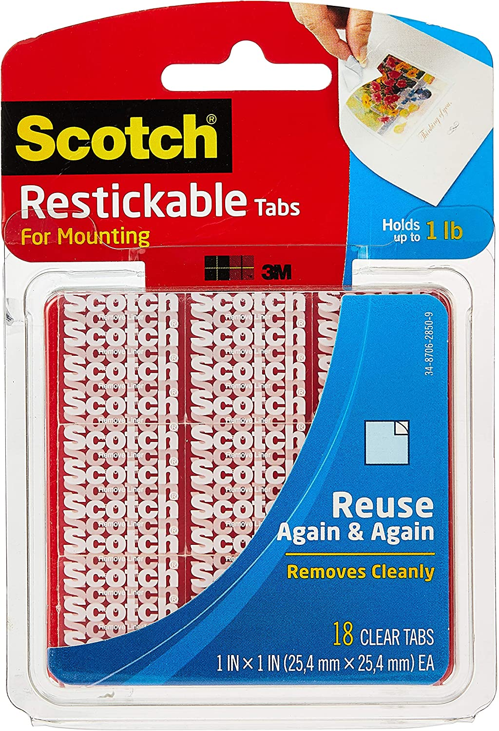 Scotch Restickable Mounting Tabs 2.5Cm X 2.5Cm R100 (Pack of 18) image number 5