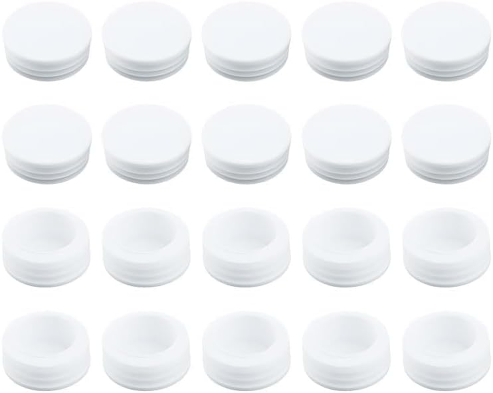 20 Pcs round Plastic Hole Plugs White, 42Mm Tube Inner End Cover Protective Plug for Furniture Table and Chair Legs Metal Pipes