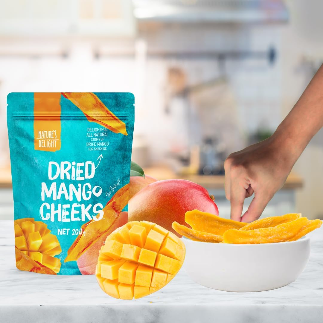 Nature&rsquo;S Delight Premium Naturally Dried Mango 200G &ndash; Sweet Mango Slices, Soft & Chewy Dried Fruit Snack Pack image number 5