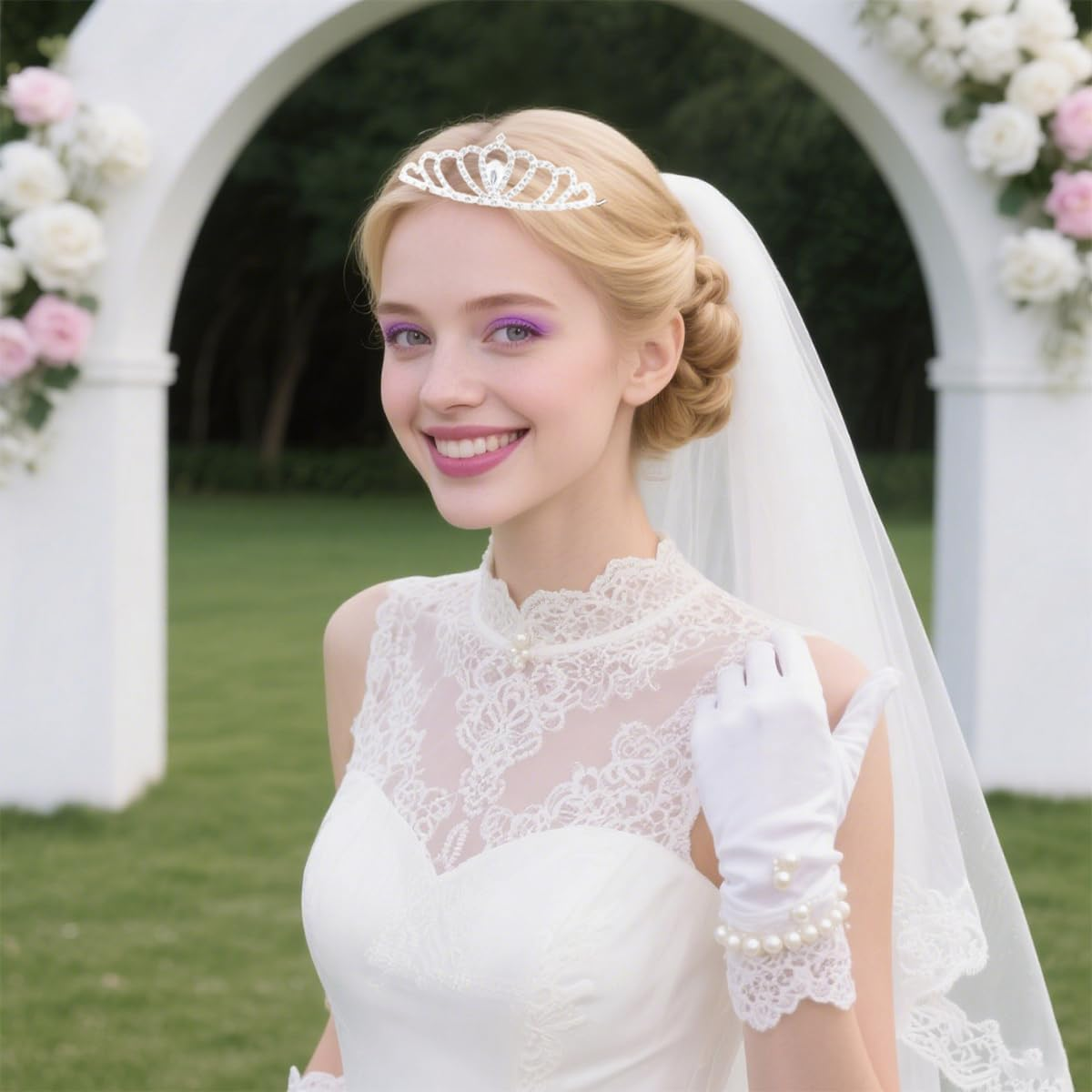 IAXSEE 10 Pcs Silver Metal Glitter Sparkly Rhinestone Crown Headbands Wedding Prom Birthday Party Princess Hair Tiaras Clasps Accessories for Brides Women Girls Teens image number 5