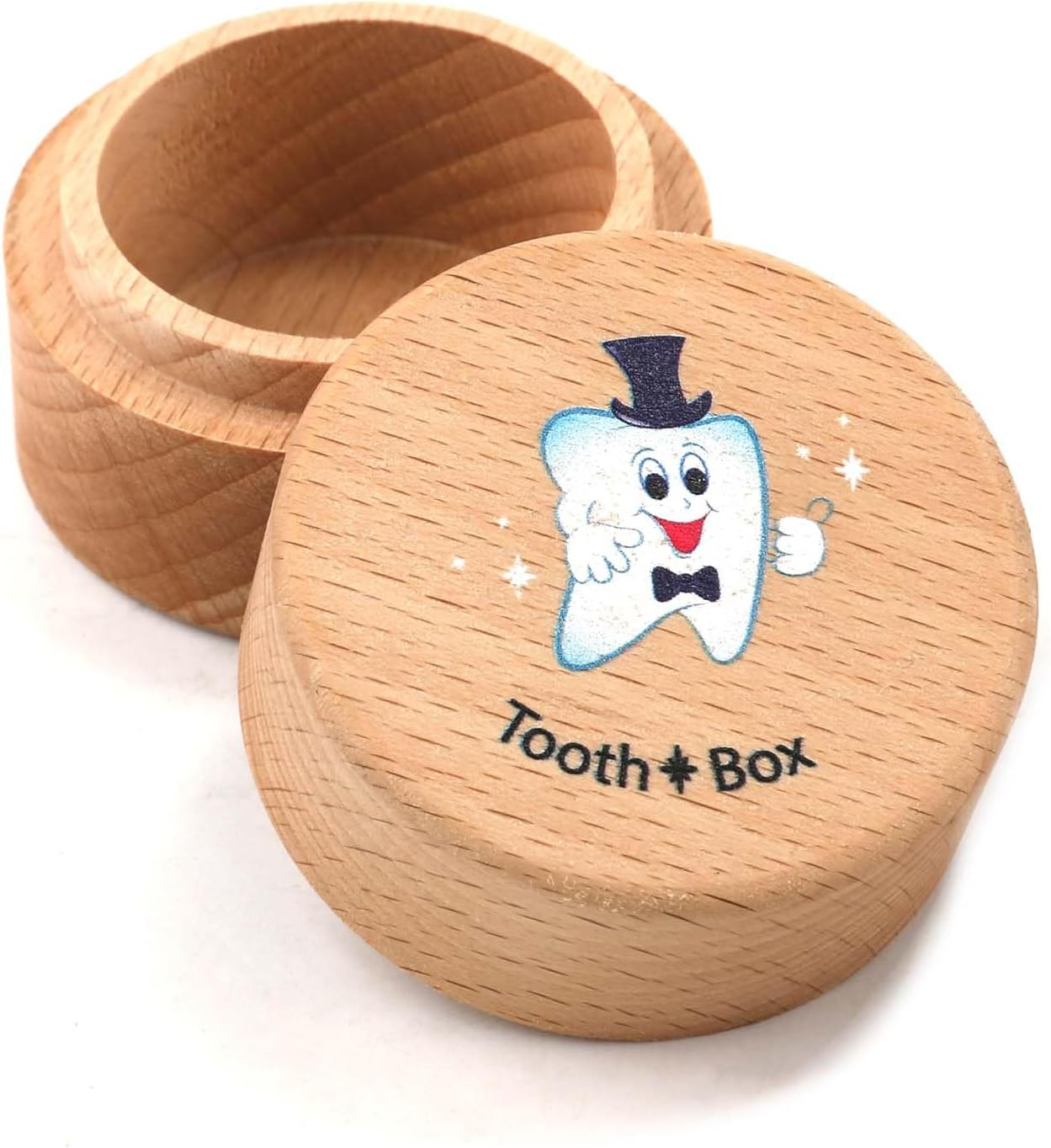 NQEUEPN Tooth Holder Fairy Box, Wooden Teeth Storage Box Tooth Keepsake Box Baby Tooth Box for Tooth Saver Container Loss Baby Boys and Girls (Boys Style)