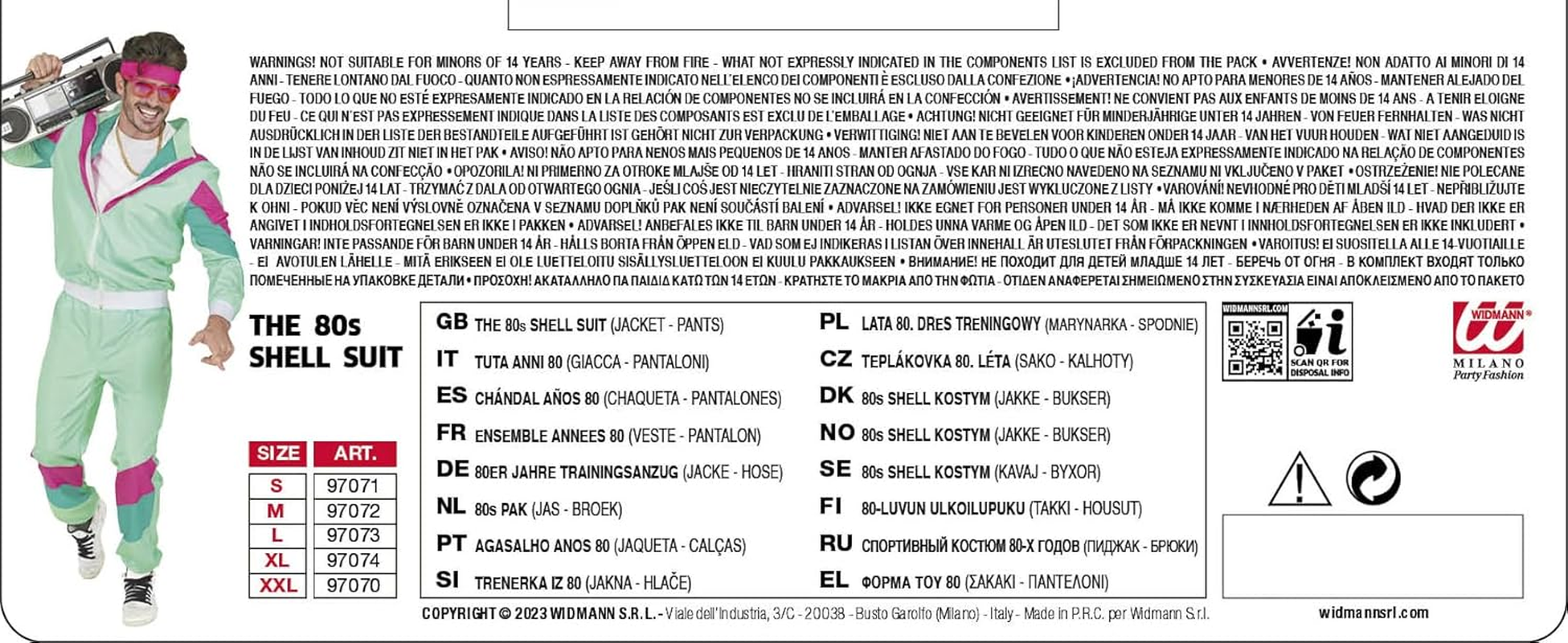 Widmann 97073 Costume Tuta Anni 80 L Pink #9707 image number 2