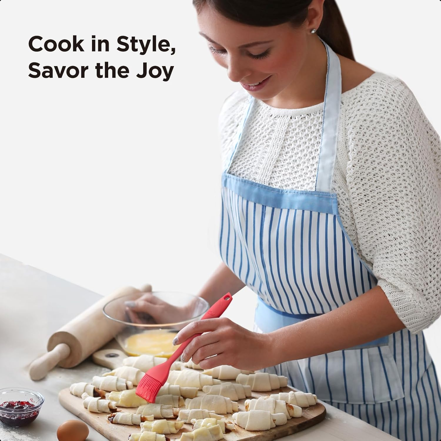 Kitchen Mama WALTZGRIP Platinum Silicone Basting Pastry Brush: Set of 2 Heat-Resistant for Cooking, Baking, Pastries, Grilling, Spreading Oil, Butter, BBQ Sauce, Eggs. Dishwasher-Safe (Red) image number 5