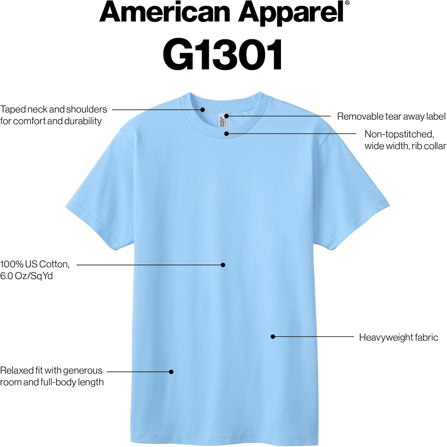 American Apparel Heavyweight Cotton T-Shirt, Style G1301/G1301GD, Multipack image number 2