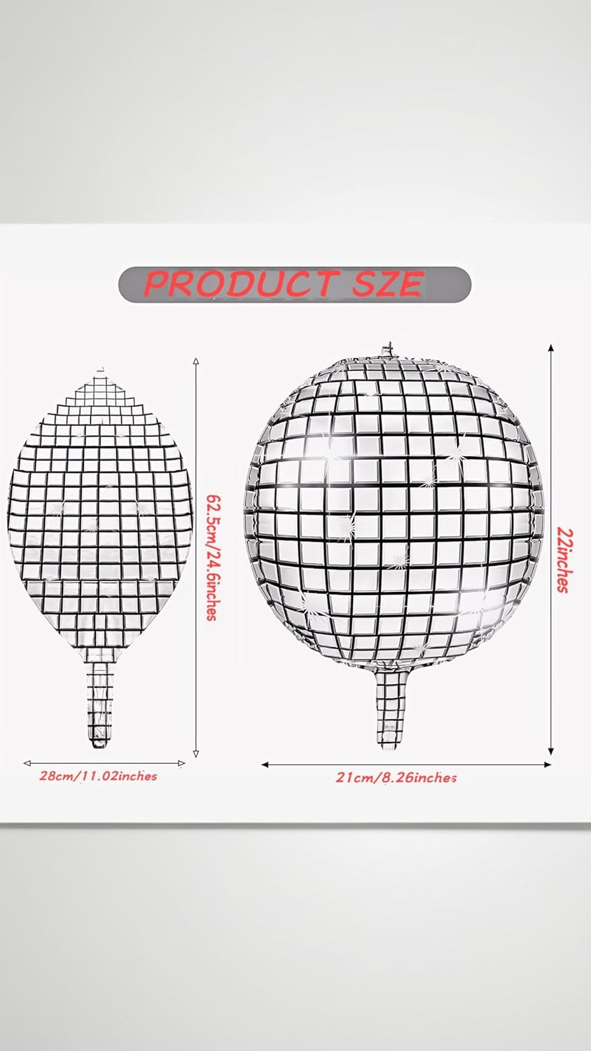 Honwor Disco Metallic Balloons Set of 5, 22 Inch 4D Mirror Foil Balloons with Air Pump, Vibrant Random Colors for Birthday & Party Decor image number 1