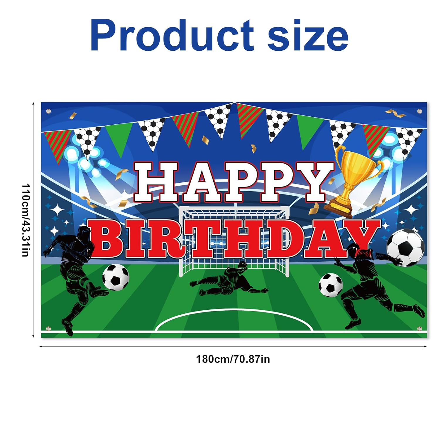 Soccer Theme Birthday Party Decorations, Football Party Backdrop Soccer Birthday Decorations Happy Birthday Banner for Football Cake Party Table Decorations image number 6