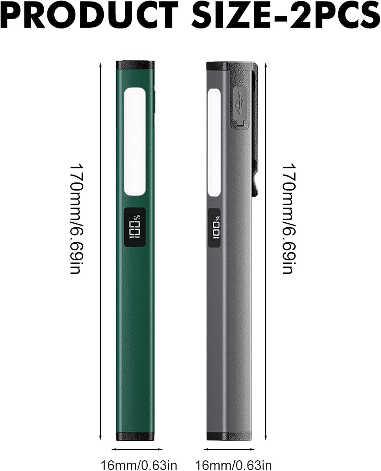 WIYETY 2 Pack LED Pen Lamp: Rechargeable COB Work Light with White and Red Modes, Portable Work Light with Magnet and Clip for Maintenance, Camping, Hiking, Emergency Etc image number 6