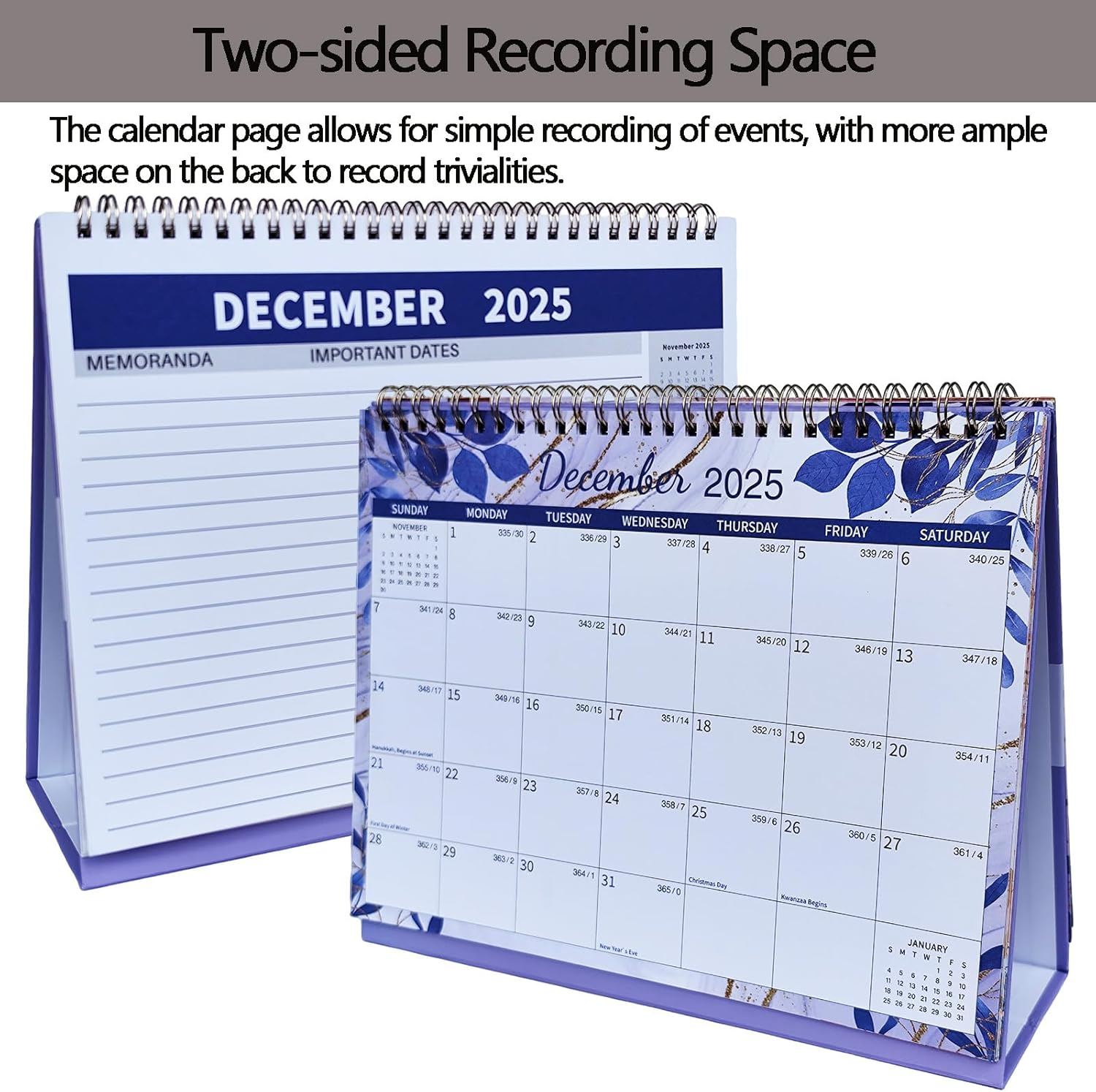 Aesthetic Small Desk Calendar 2025.07-2026.12, 18Month Use July 2025 to Dec 2026, Standing Flip Desktop Calendar, Colorful Monthly Desk Easel Calendar, Compact Size, Perfect for Easy and Effective Organizing (Purple Marble) image number 2