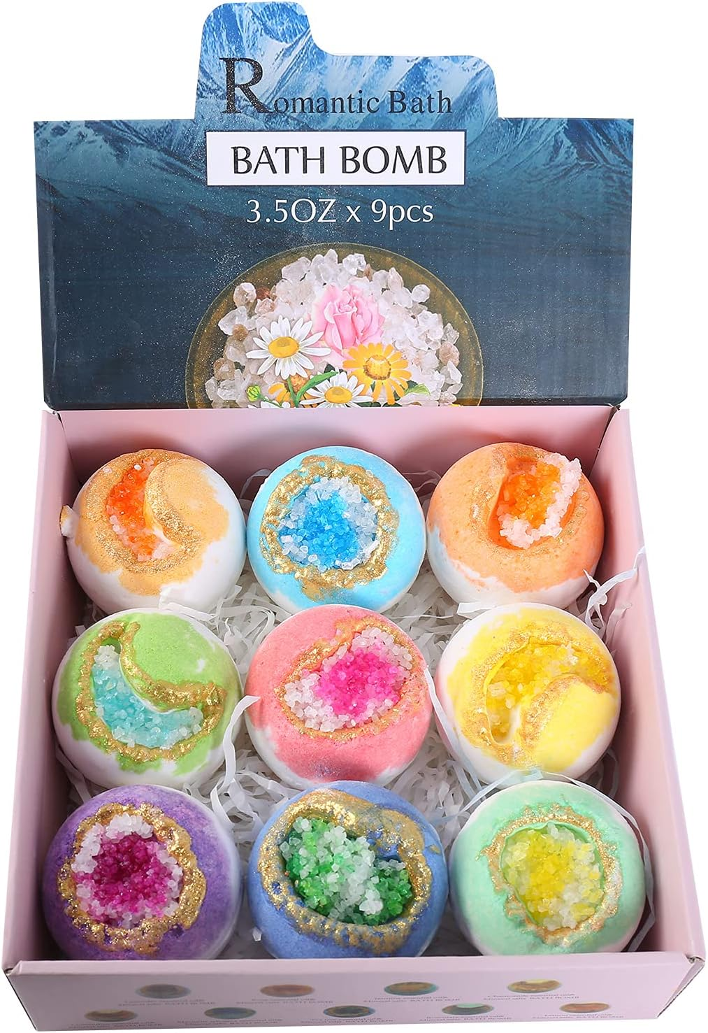 Bath Bombs Set 100G Bath Balls Sea Salt Body Cleanser for Bubble Bath Spa & Home Use Birthday & Set 9 Pack