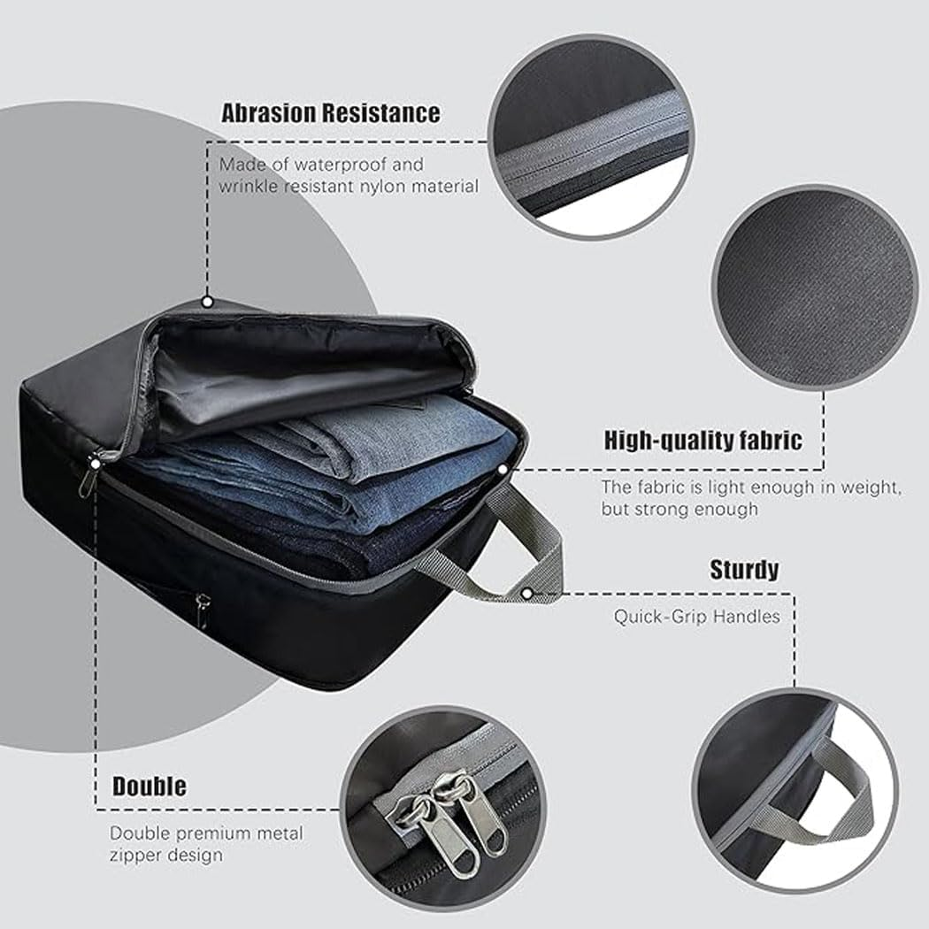 Idopick Compression Packing Cubes for Travel,4 Set Packing Cubes for Suitcases,Travel Accessories Expandable Packing Organizers for Carry On, Black image number 3