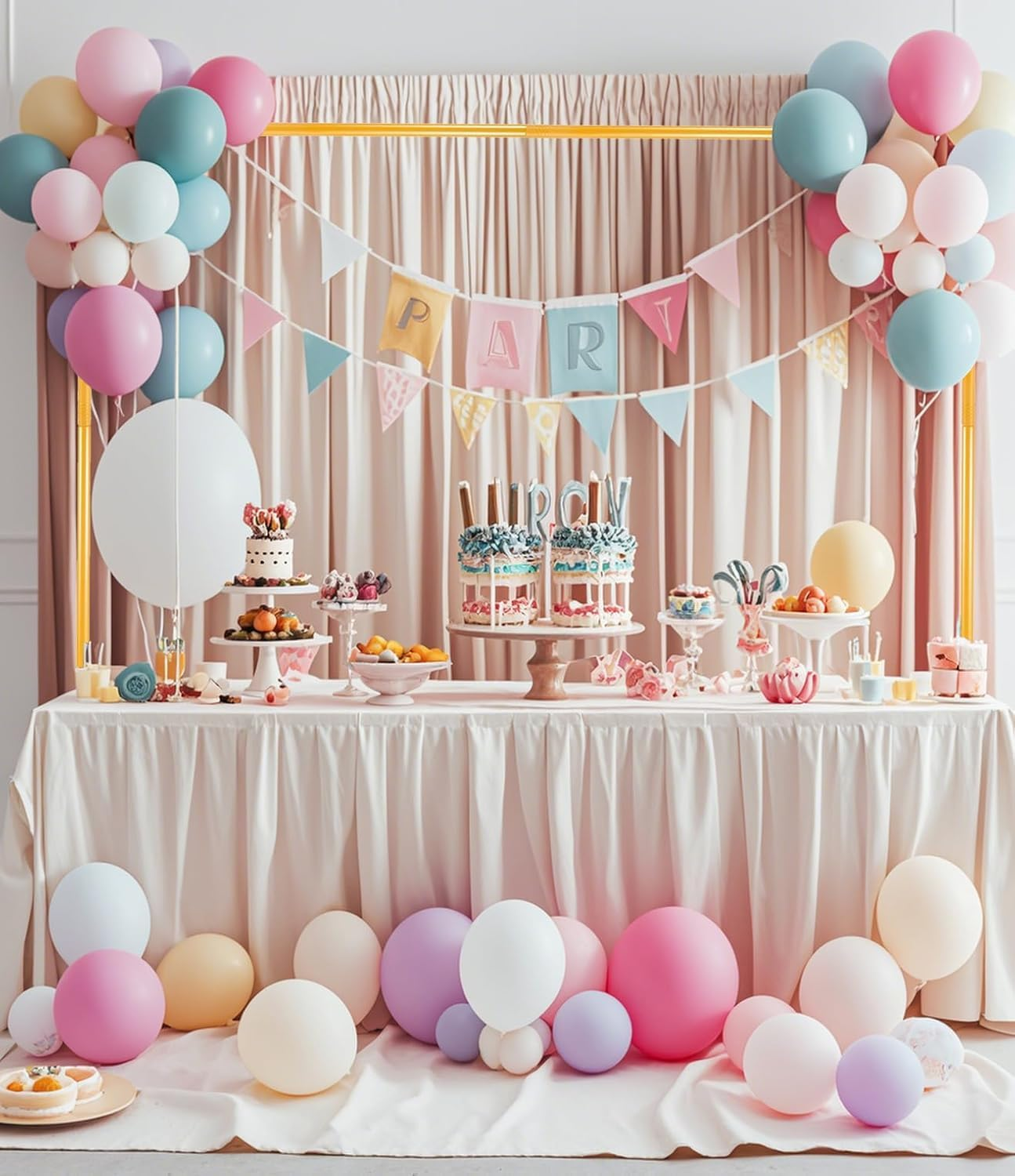 Table Rod Stand with Clamps Adjustable 40-120 Cm Tall 80Cm-260 Cm Length,Gold Metal Balloon Arch Stand,Perfect for Wedding Decor,Arch Backdrop, Parties,Wedding Arch, and Celebrations image number 4