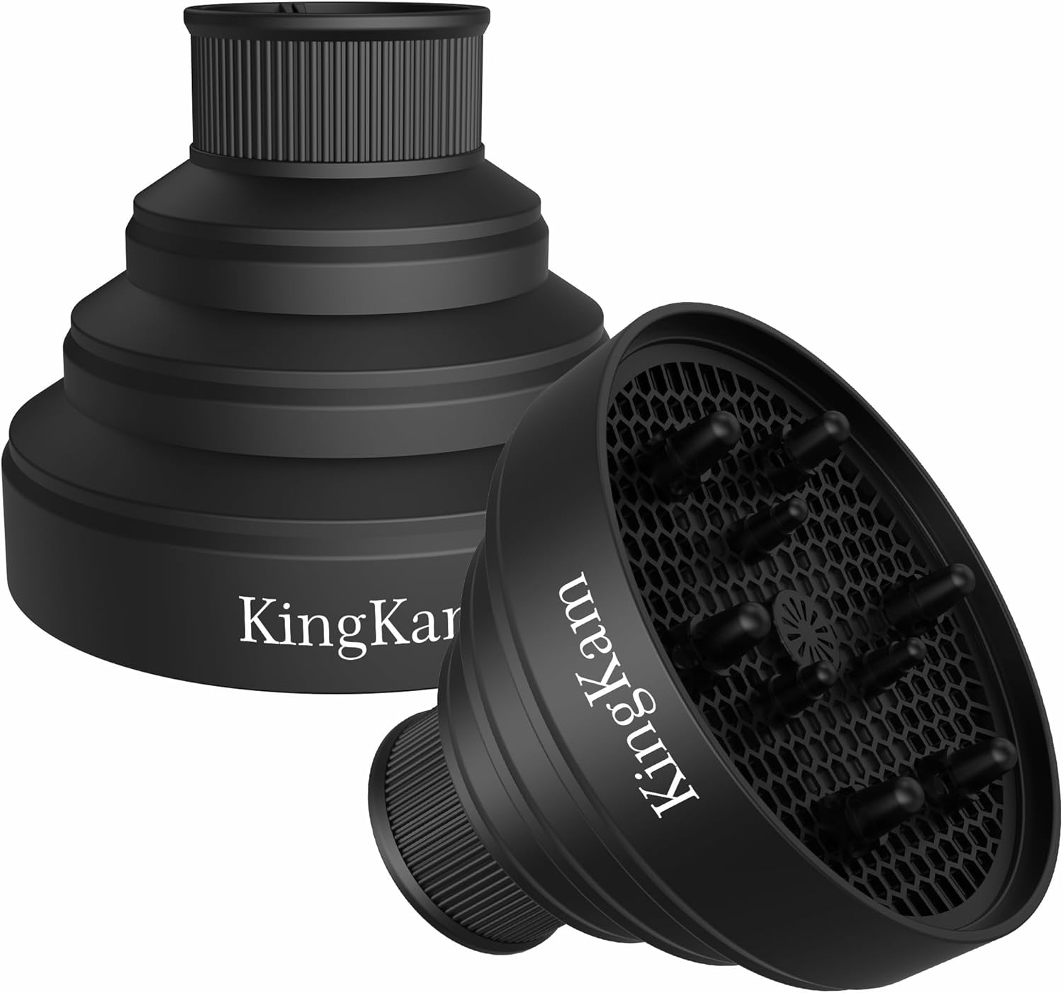 Kingkam Collapsible Hair Dryer Diffuser - Travel and Easy Storage - Diffuser Attachment Fit Most Hair Dryers with Nozzle Diameter D-1.575Inch to 1.968 Inch (4-5Cm) - Black