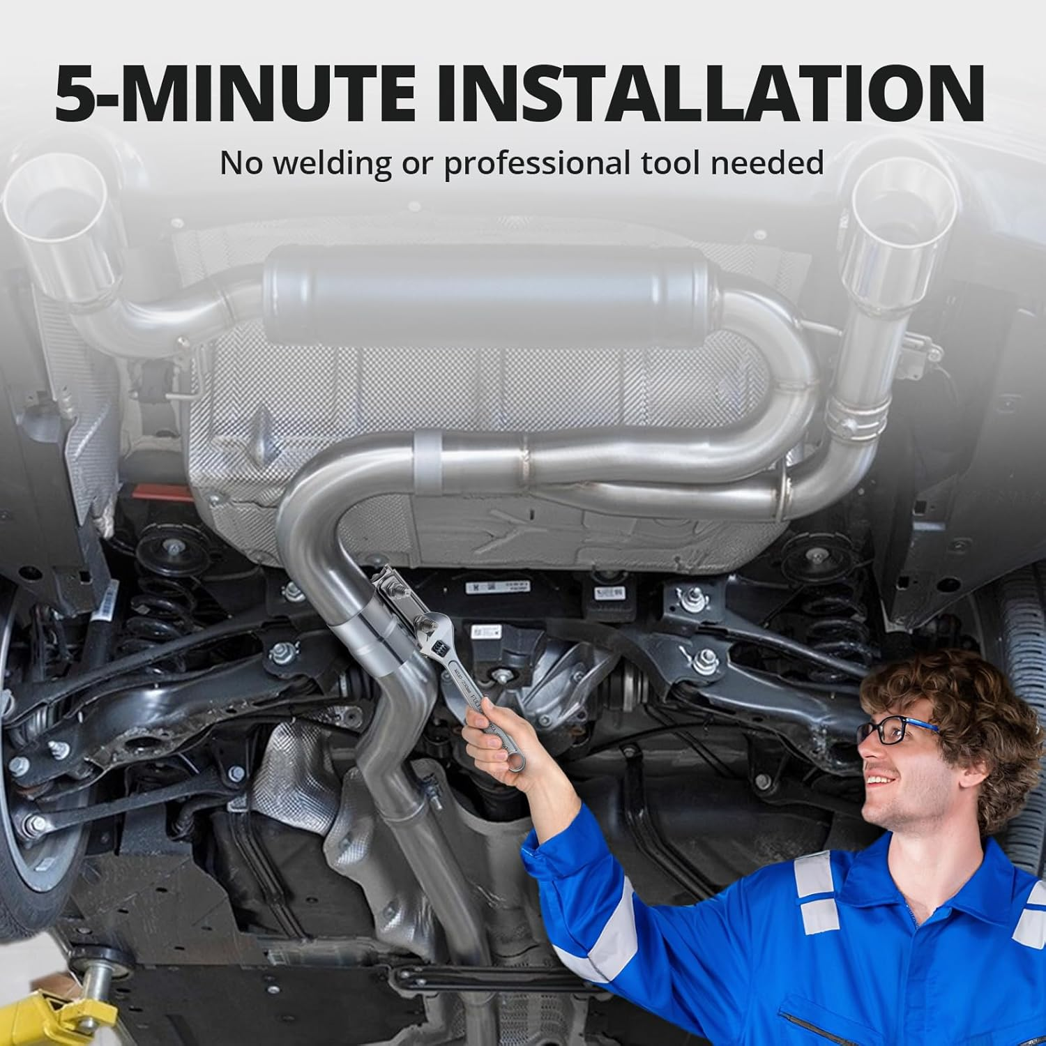 EVIL ENERGY 2.25Inch 2 1/4 Lap Joint Exhaust Band Clamp Exhaust Repair Preformed 304 Stainless Steel 2Pcs image number 4