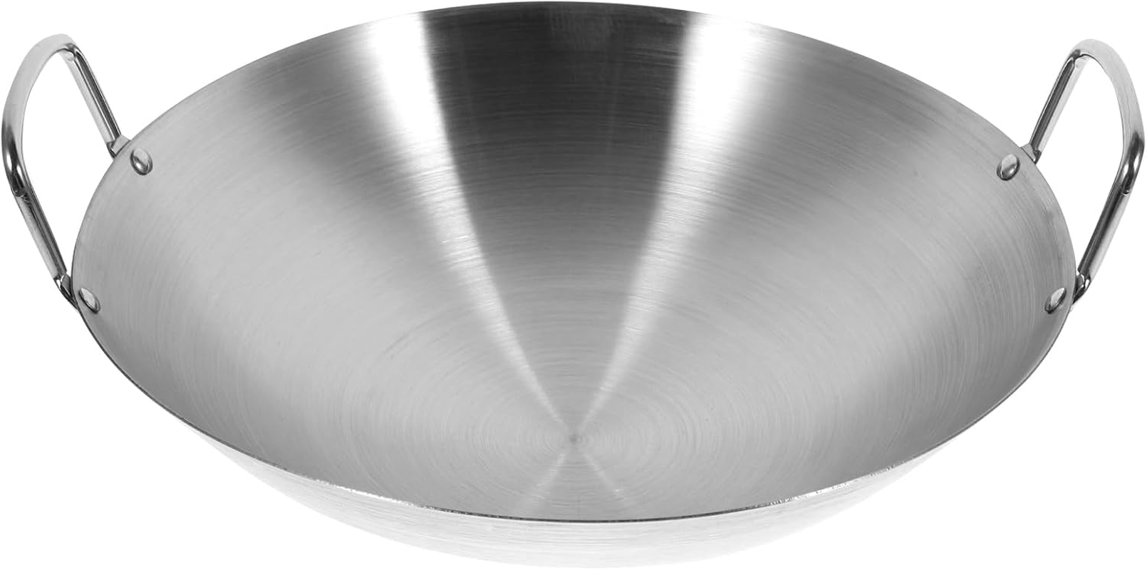 Operitacx Stainless Steel Wok 12 Inch round Bottom Frying Pan Large Capacity Saute Pan for Gas Stove Kitchen Cooking Stainless Wok