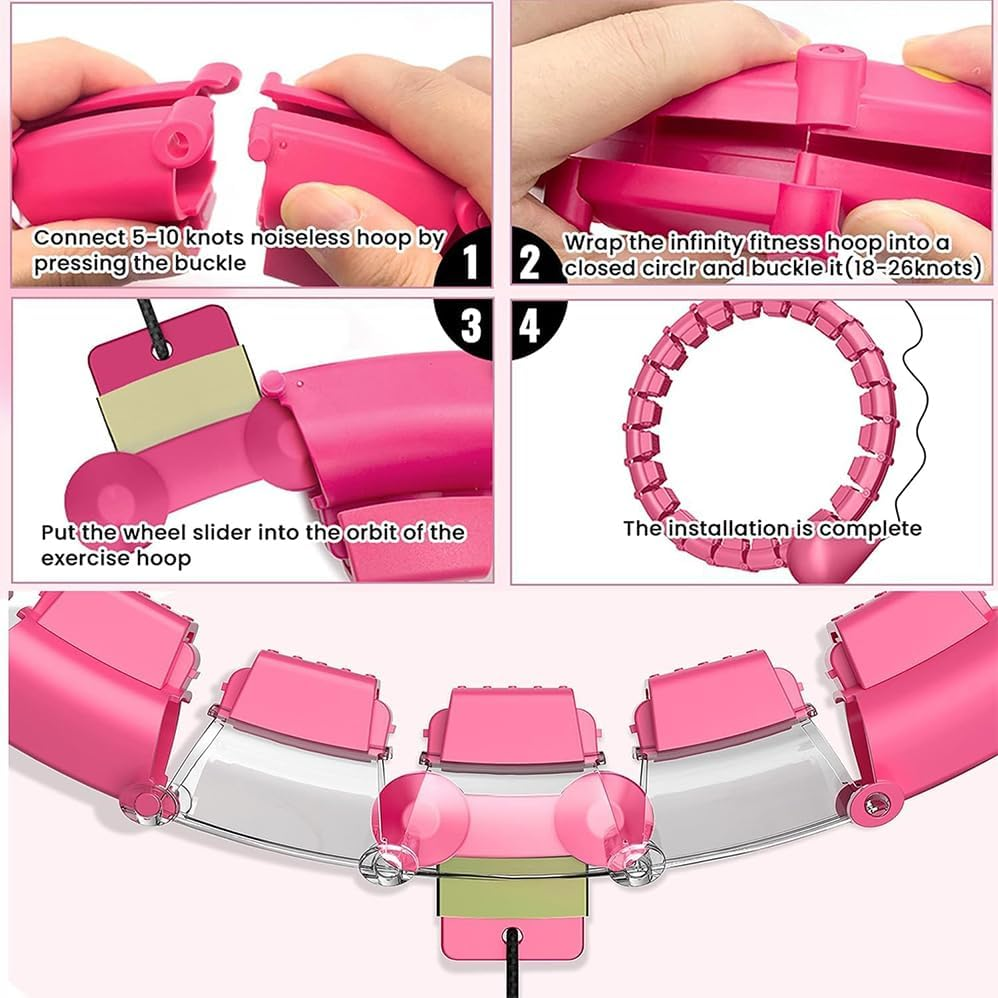 Weighted Infinity Hoop for Adult Weight Loss,24 Links Detachable & Size Adjustable,2 in 1 Waist and Abdominal Workout Hoop,Exercise Hoop Suitable for Women and Beginners,With Waist Trainer for Women image number 5