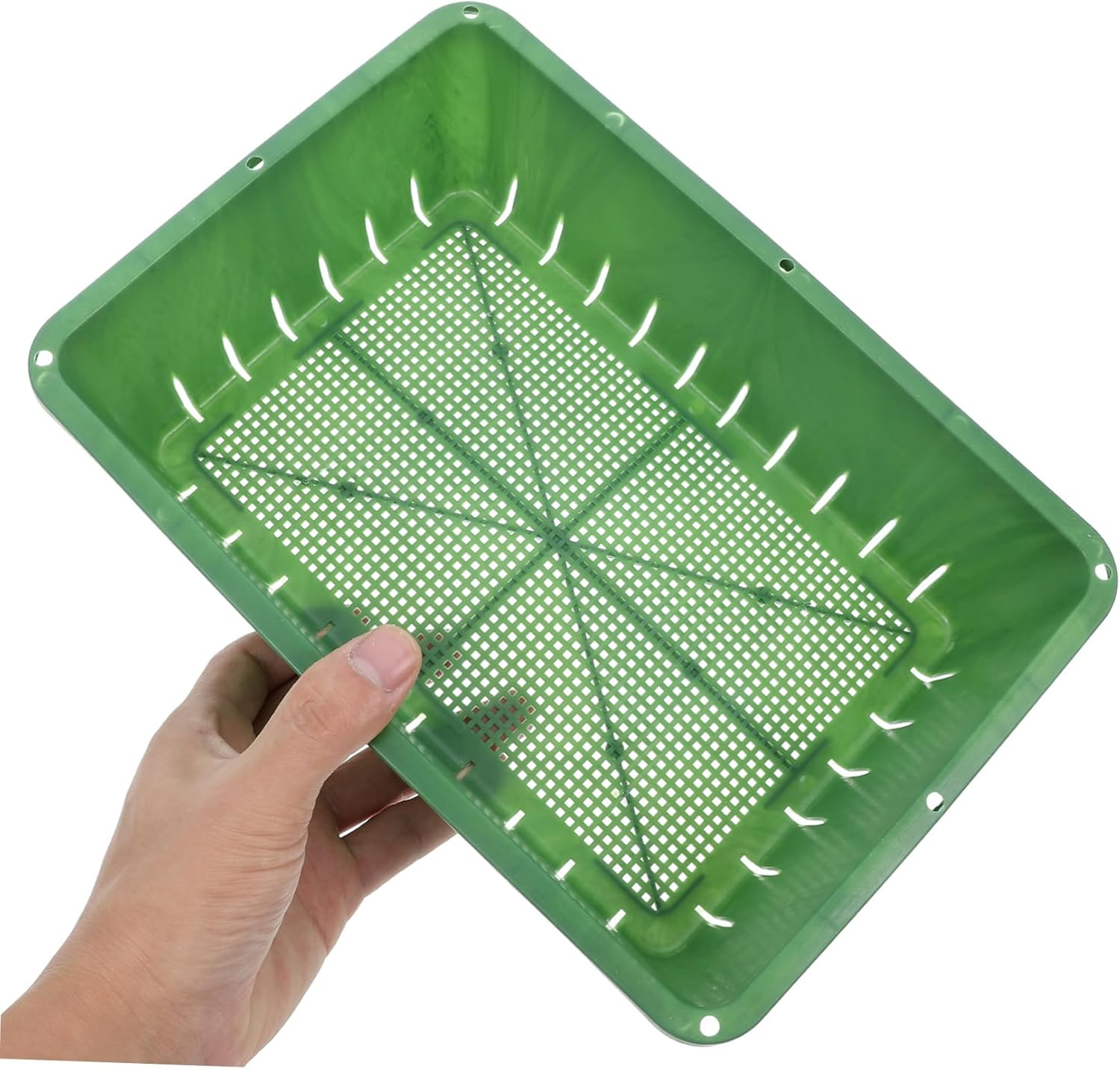 GAROZATION 2 Pcs Plastic Seedling Trays for Indoor Gardening, 26X18X7Cm Small Rectangular Growing Tray Breathable Design for Air Circulation, Garden Plants Starter Germination Plate image number 5