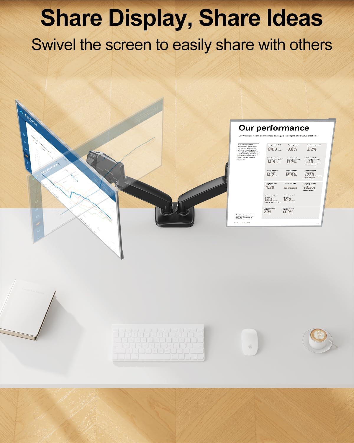 MOUNT PRO Dual Monitor Mount Fits 13 to 32 Inch Screen, Height Adjustable Monitor Stand for 2 Monitors, Gas Spring Display Arm Holds up to 17. 6Lbs Each, Computer Desk VESA Mount, Black image number 2