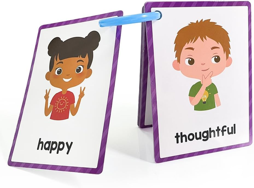 Lachilly Emotions Learning Flashcards, High Frequency Words, Beginning Reading, Kindergarten to 1St Grade, ESL Teaching Materials, Autism Learning Materials, Vocabulary Building, 15 Cards, 28 Words