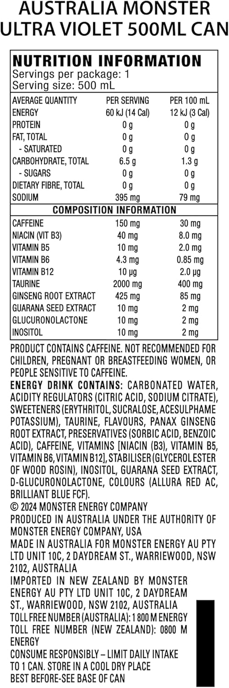 Monster Energy Drink Ultra Violet 24 X 500Ml image number 2