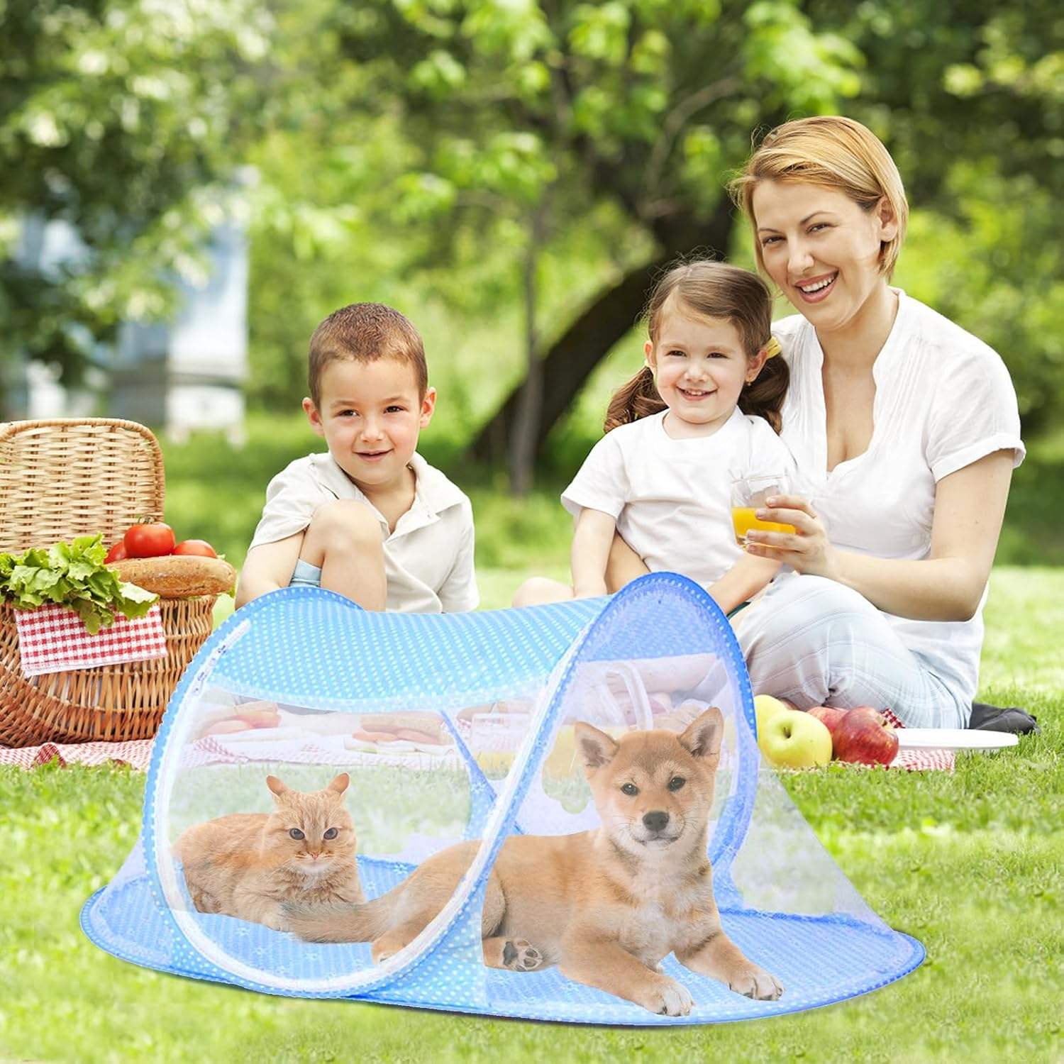 Outdoor Cat Tent, Foldable Cat House, Dog House, Quick Assembly and Disassembly, Pet Tent with Mesh Window, Portable Mesh Play Enclosure for Cats, Dogs, Rabbits, Puppies, 108 X 60 X 40 Cm image number 1