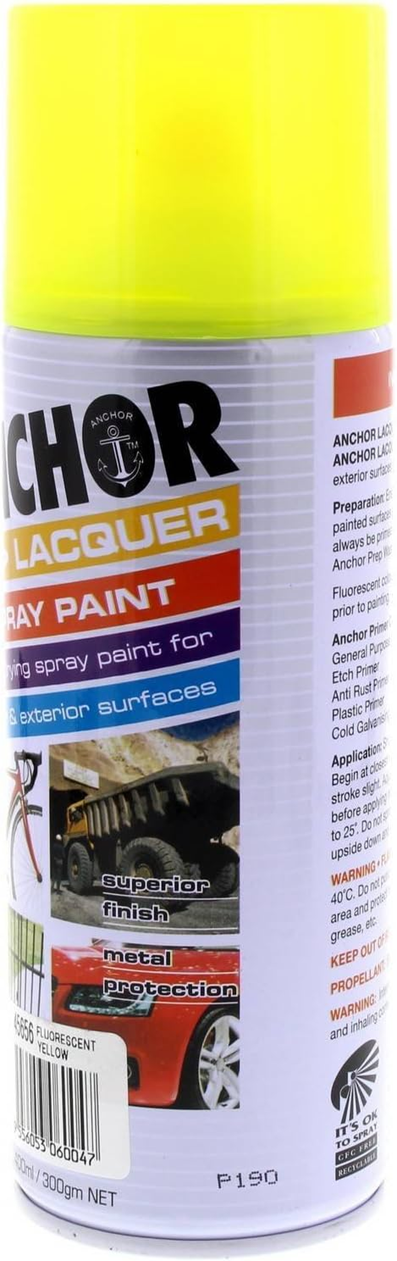 Anchor Spray Paint, Fluorescent Yellow, 300 G image number 4