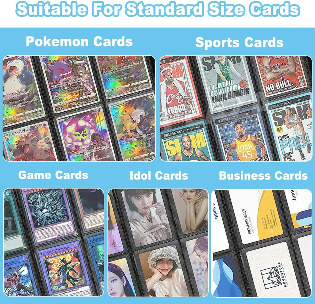 Vivva 9 Pocket Card Binder, Premium Trading Card Binder, 360/540 Double Sided Pocket PU Collection Binder, Collector Album, Card Folder for MTG, TCG, Sports Cards (360 Pockets(White)) - 360 Pockets(Black) image number 7