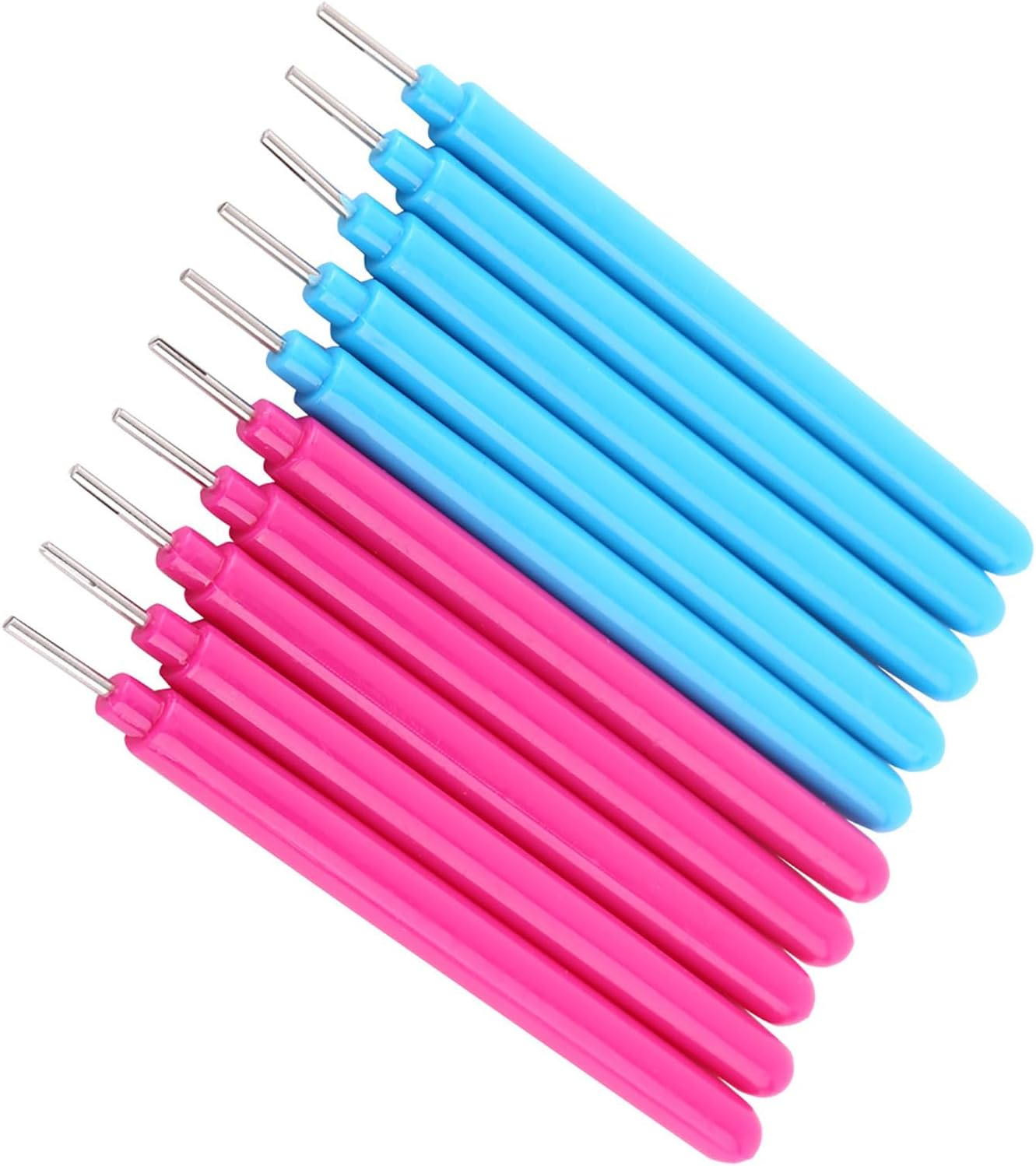 Practical 10Pcs Papercarft Plastic Slotted Paper Quilling Tools DIY Handcraft Curling Pen for Rolling Colorful Papers Crafts Plastic Rose Red & Blue 10Pcs image number 4
