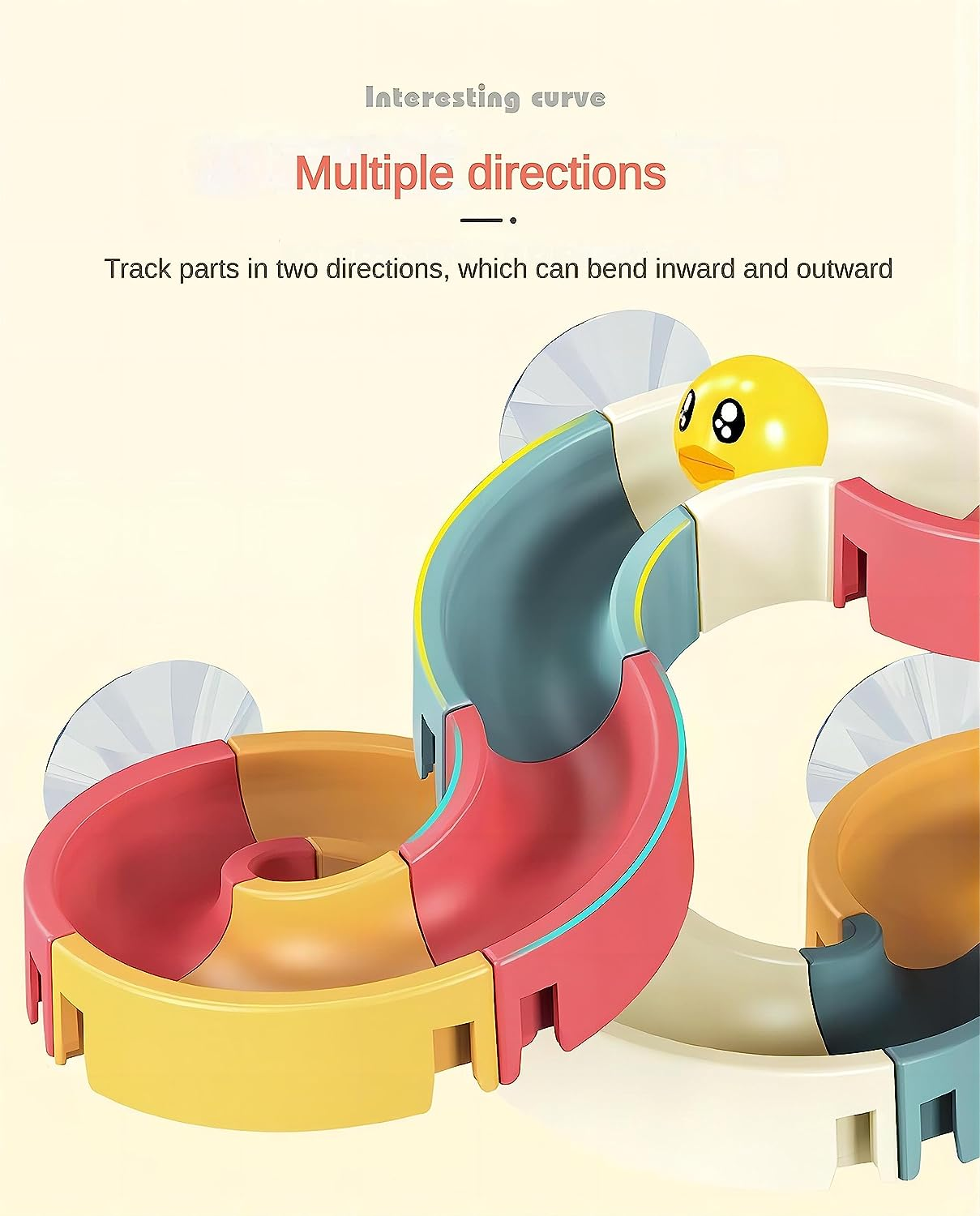 48 PCS Baby Bath Toys Set, Slide Duck,Toy Ducks -Interactive Water Slide Toy Track with Suction Cups-Fun Water Toys for Bathtub-1-8 Years Old- Boys and Girls Gifts