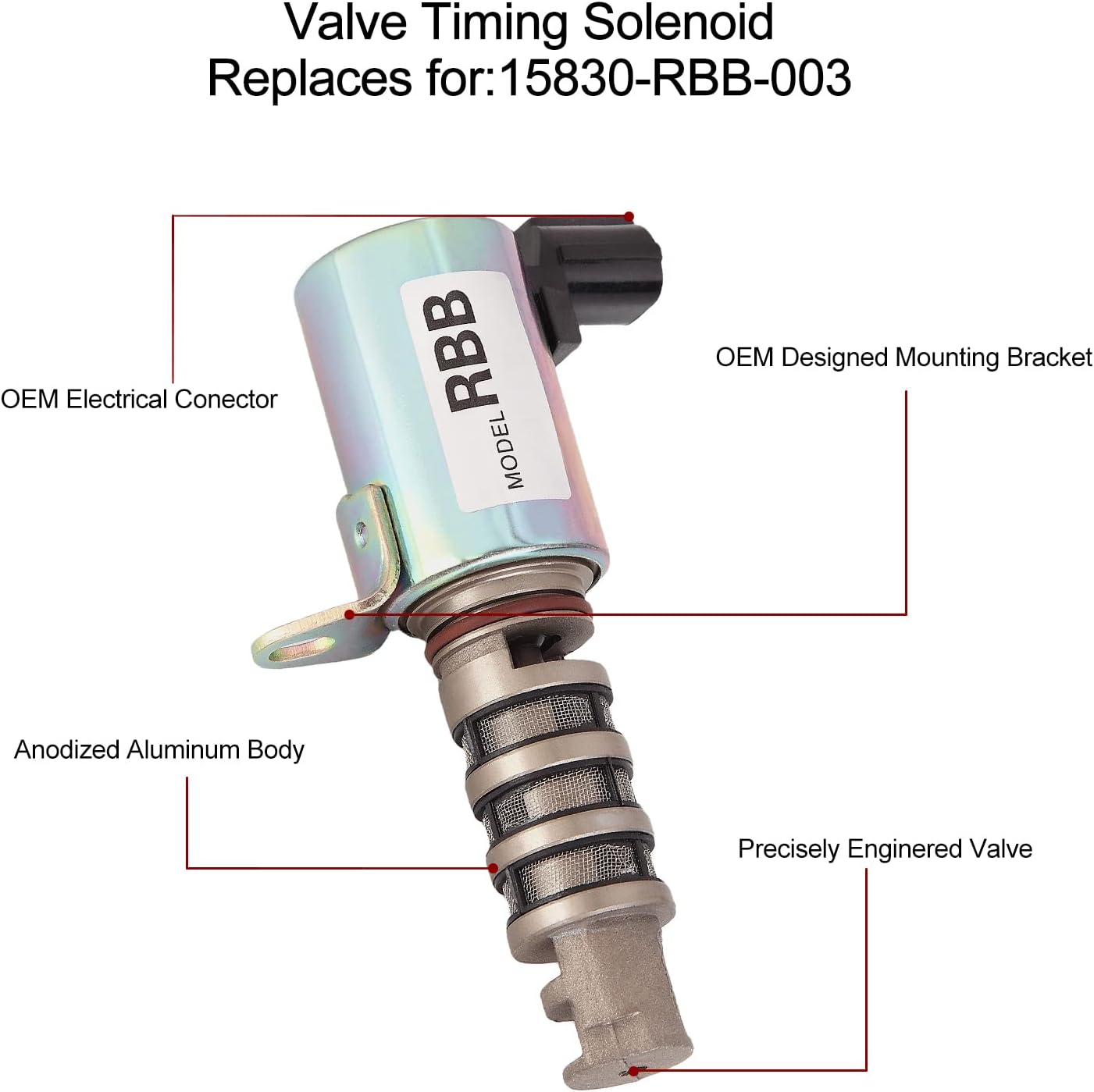 VVT Solenoid Fits for Honda Civic Si 2006-2015, CR-V EX LX 2005-2006, for Acura ILX 2013-2015, for Acura TSX 2010-2014 2.0L 2.4L, Engine Variable Valve Timing Solenoid Replace# 918-069 image number 4