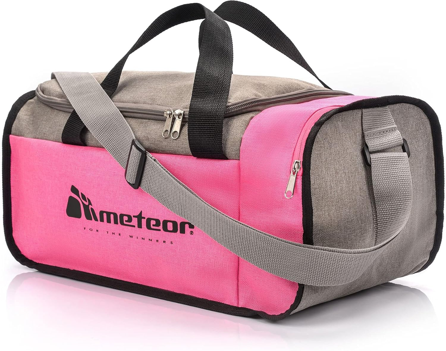 Meteor 20L Fitness Bag Gym Bag Duffel Bag Sports Duffle Large Capacity Shoe Compartment Travel Lightweight - Pink/Grey image number 3