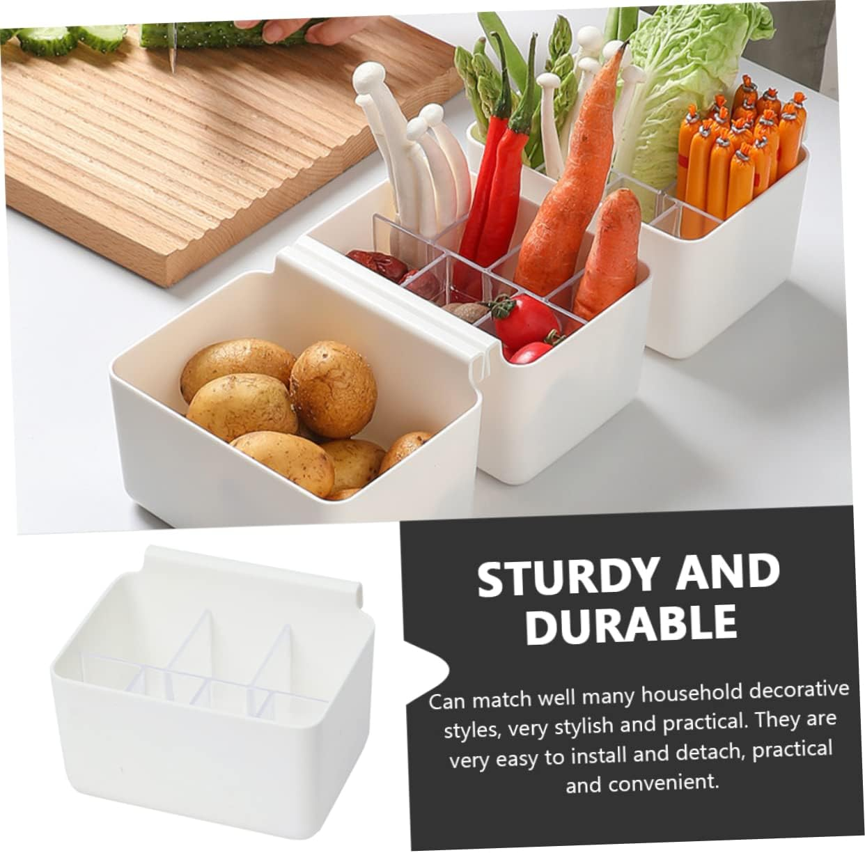 LIFKICH Fridge Side Door Organizer Storage Box Kitchen Cabinet Hanging Freezer Organizer Small Refrigerator Storage Container for Kitchen Food Supplies image number 4