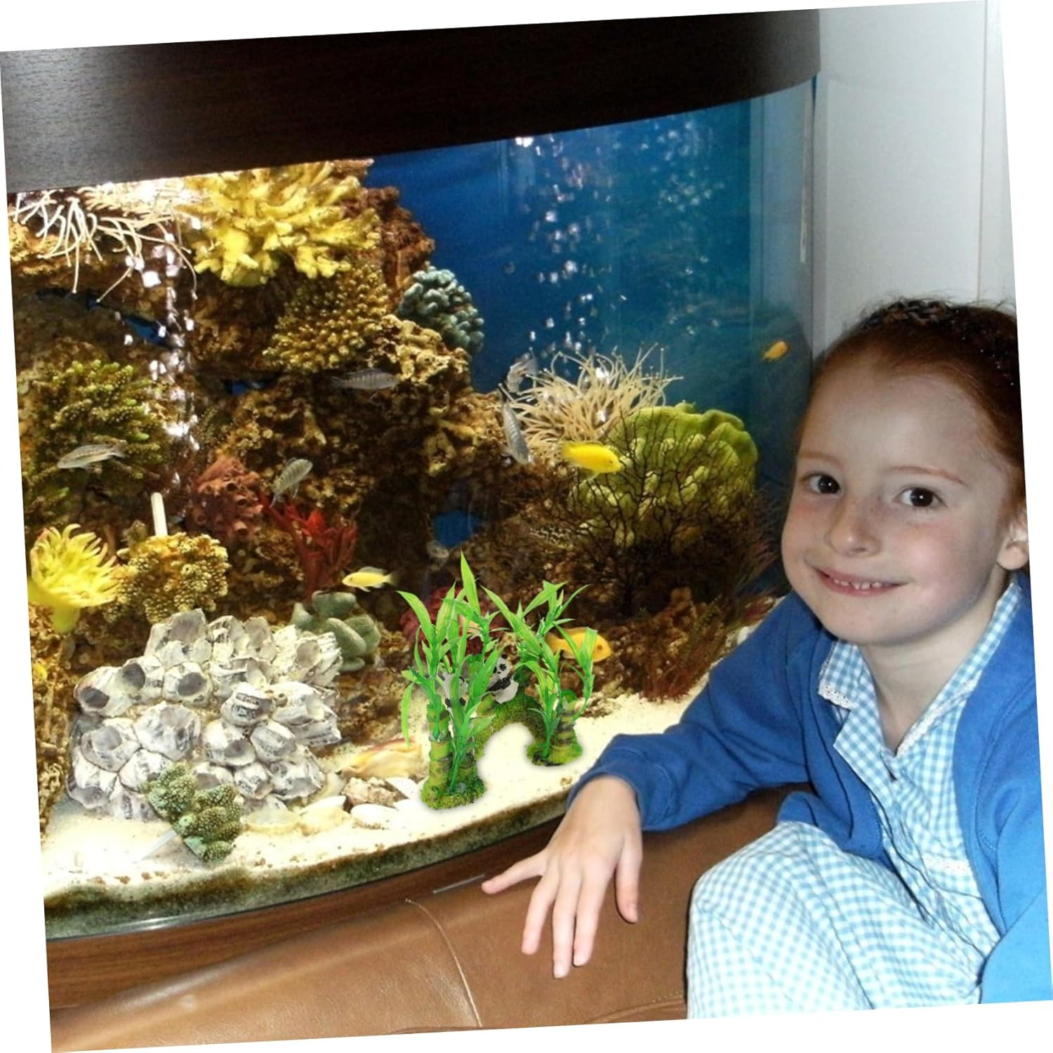 Yardwe Lifelike Aquarium Adornment Fish Tank Decorations Imitation Bamboo Aquatic Plant Underwater Ornament for Panda Theme image number 2