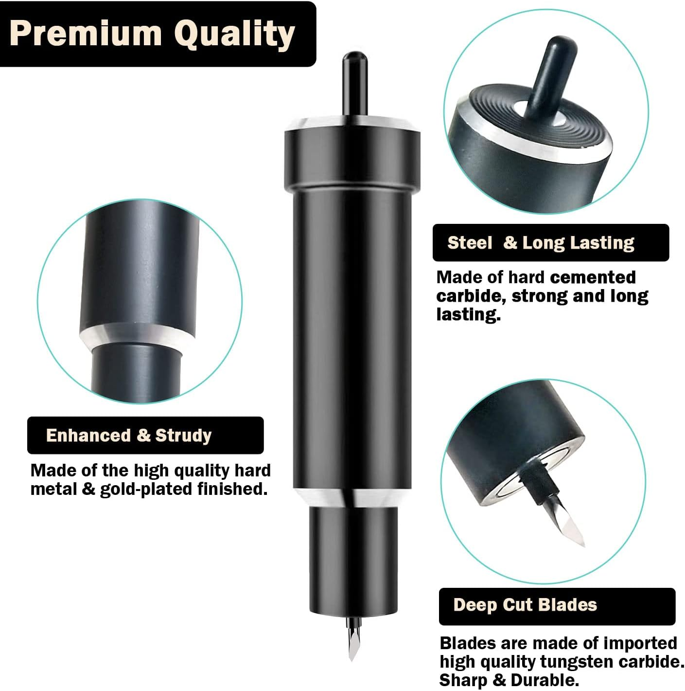 Explore Deep Cut Blade and Housing for Cricut Maker, Niantime Replacement Deep Point Blade Compatible with Explore Air2/ Air3/ Maker/Maker 3 Cutting Machines (2 Deep Cut Blades and 1 Housing Included) - Black image number 4