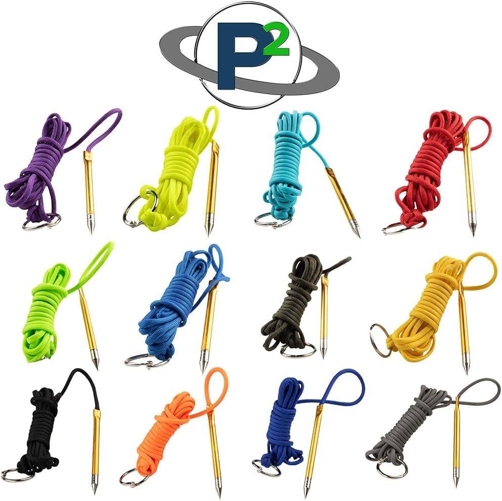 10 Foot 550Lb Paracord Fishing Stringer Fish Holder with Metal Threading Needle and 1 Inch Split Ring