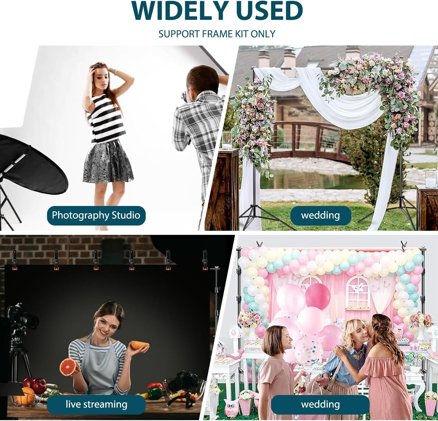 Backdrop Stand, Adjustable Photo Backdrop Stand Kit, 2 X 2M, Photography Backdrop Stand, Portable and Easy to Install, Suitable for Wedding Parties Background Portrait Photography