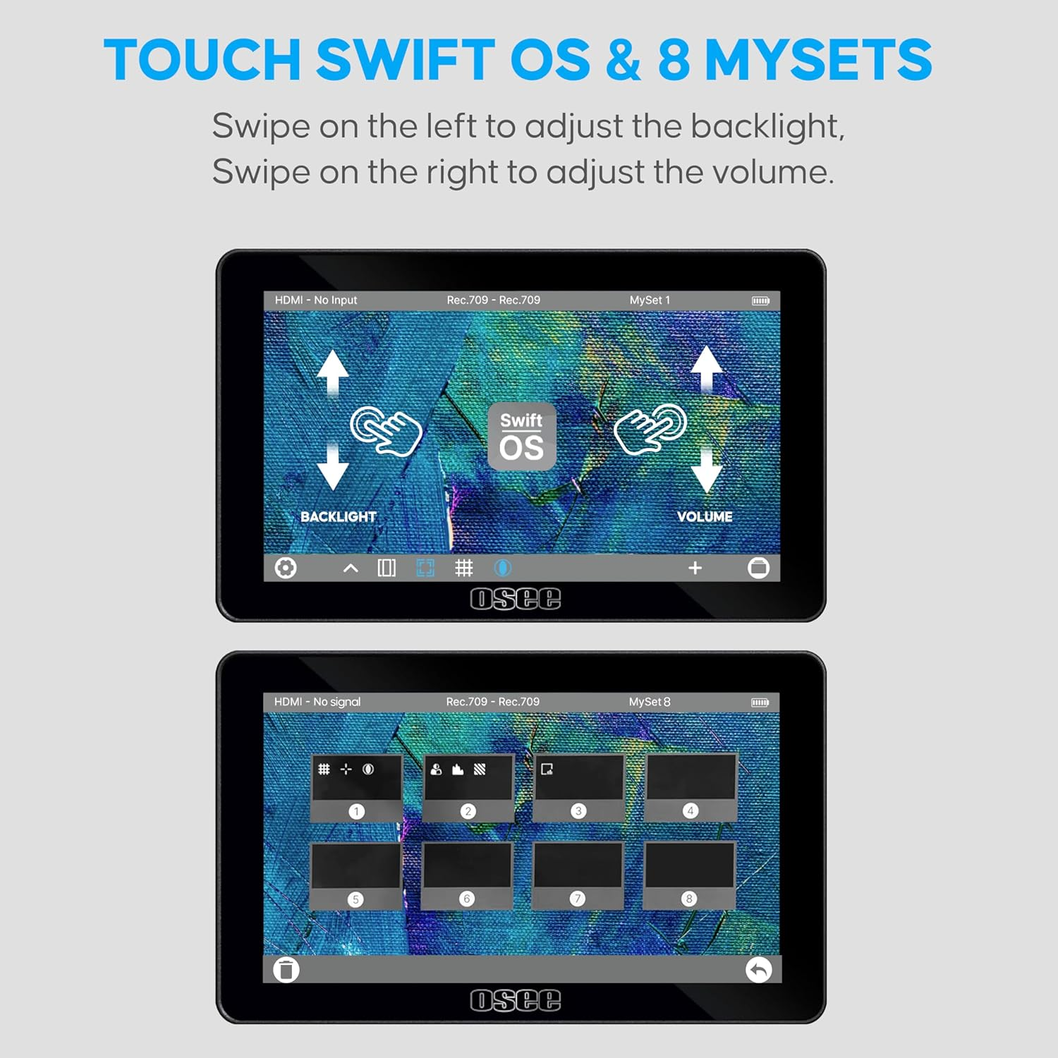 Osee Lilmon 5 Camera Monitor 5.5 Inch 1000Nits High-Bright Touch Screen Camera Field Monitor with 3D LUT HDR 4K HDMI in and Out Exposure Focus Assist Waveform for DSLR image number 4