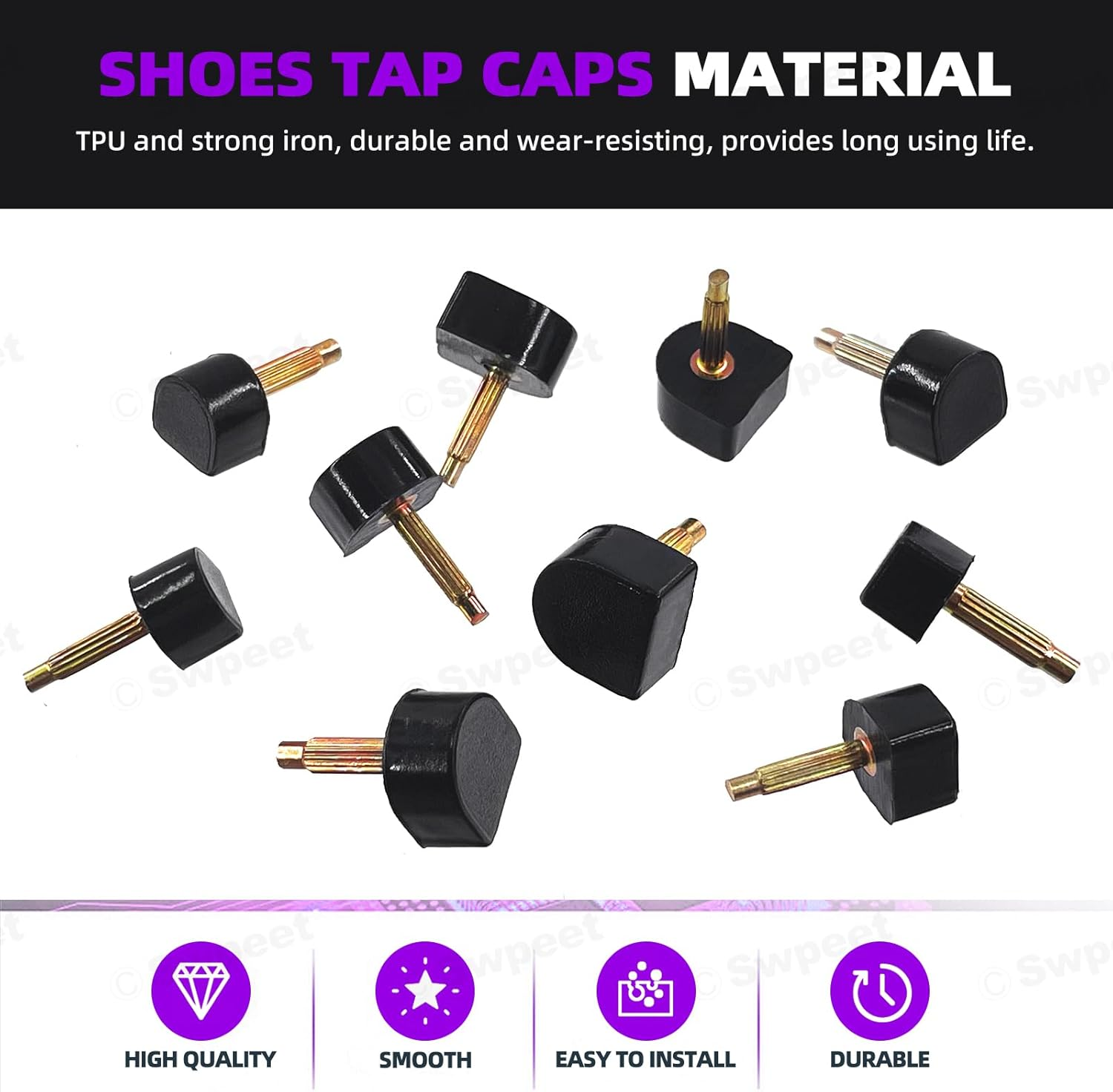 Swpeet 30 Pairs 8X8Mm 9X9Mm 10X10Mm 11X11Mm 12X12Mm Women'S High Heel Shoes Replacement Tips Pin, Women'S High Heel Repair Tool Kits 2 Different Pins Diamete with 6" Heel Pliers for Repairing Shoes image number 3