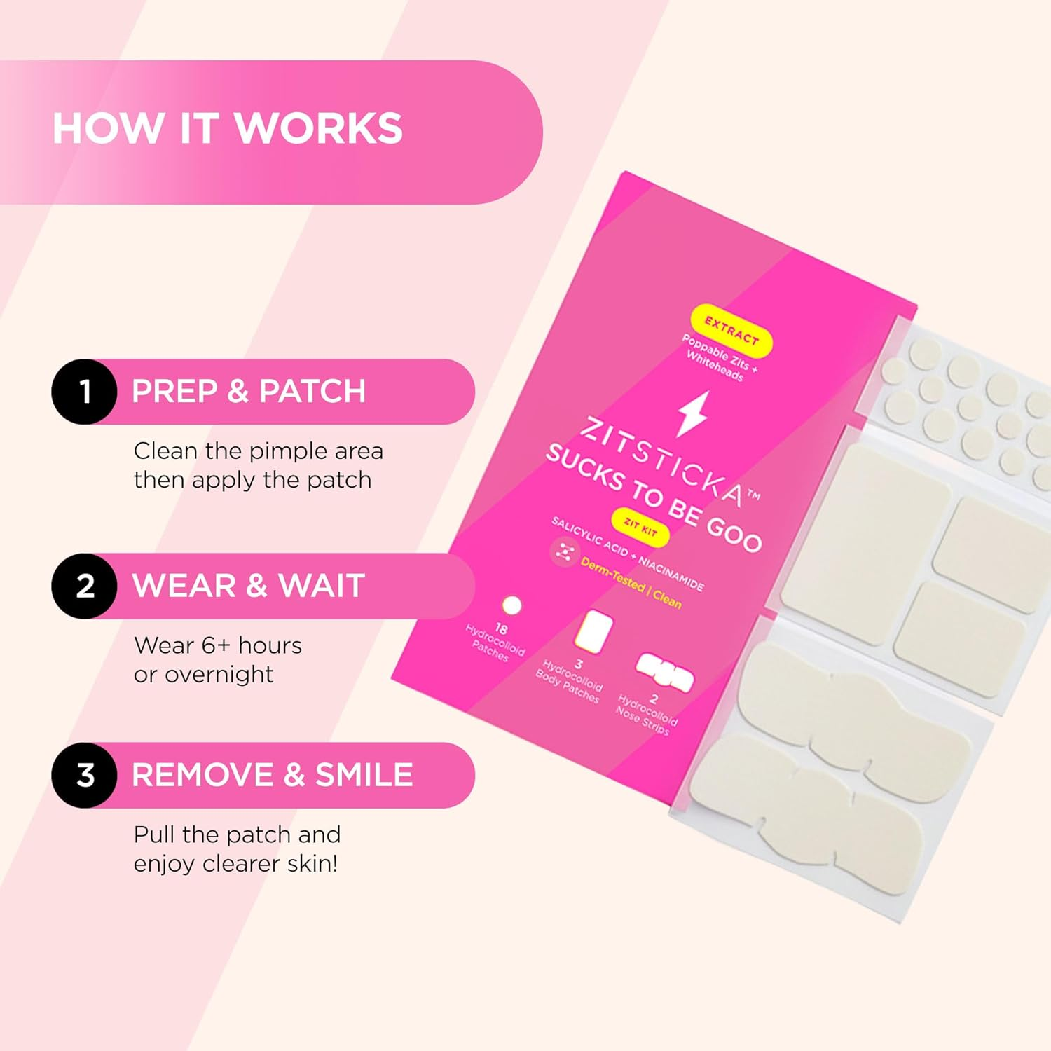 Zitsticka Pimple Patches for Face and Body, Goo Getter Hydrocolloid Patches to Cover Zits & Blemishes, Acne Patches or Zit Spot Stickers, Body Blemish Patch (Sucks to Be Goo 23 Pack) image number 4