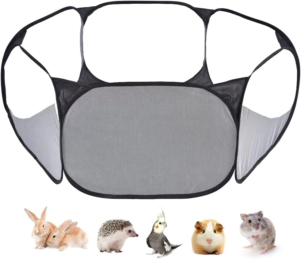 LAIRIES Small Animals Tent, Breathable Transparent Pet Playpen Pop up Playpen Open Outdoor/Indoor Exercise Fence, Portable Yard Fence for Guinea Pig, Rabbit, Hamster, Chinchillas and Hedgehogs image number 4