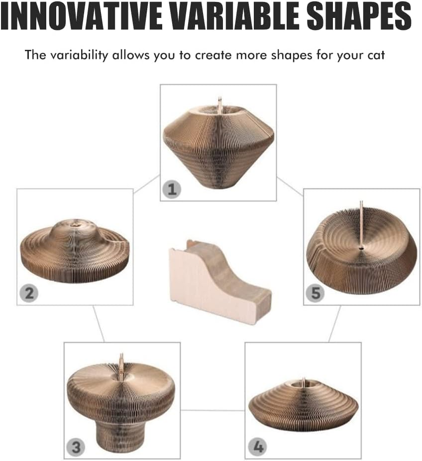 Asarly Magic Cat Scratching Board with Scratching Claws for Cats, Foldable Corrugated Cat Scratcher Kitten Toy - Can Be Folded into Many Shapes!