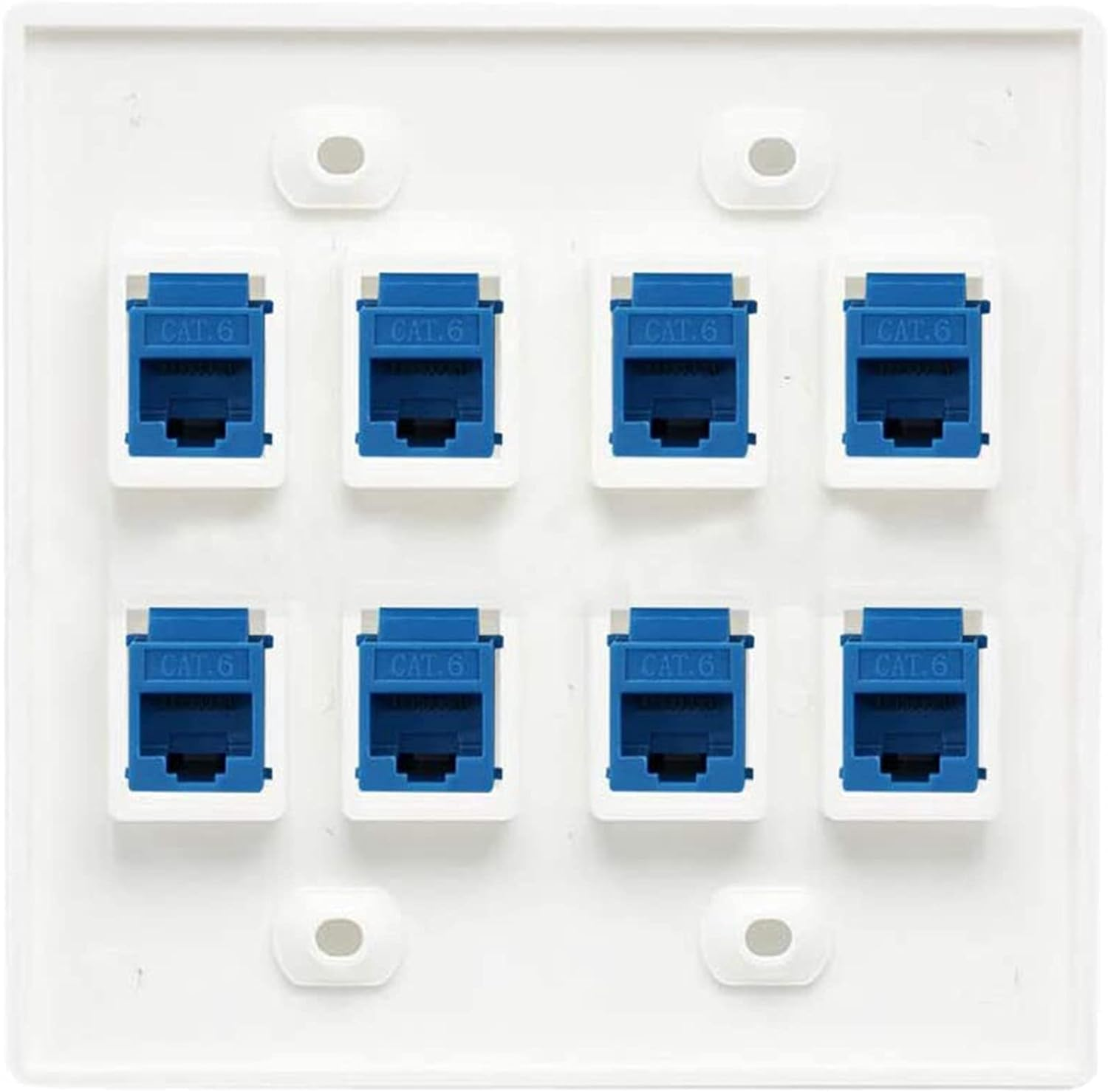 Kiperpon Ethernet Wall Plate 8 Port - Double Cat6 RJ45 Network Cable Faceplate Female to Female - Blue image number 5