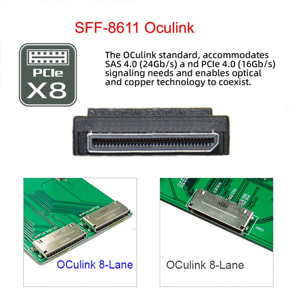 NFHK Oculink Pcie Pci-Express SFF-8611 8X 8-Lane to Dual SFF-8639 U.2 4X SSD Data Active Cable 50Cm image number 3