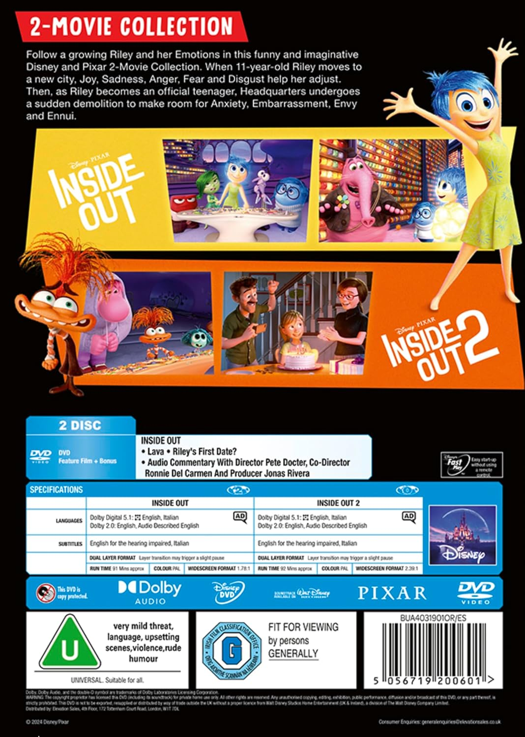 Disney Pixar'S inside Out 2-Movie Collection [DVD]
