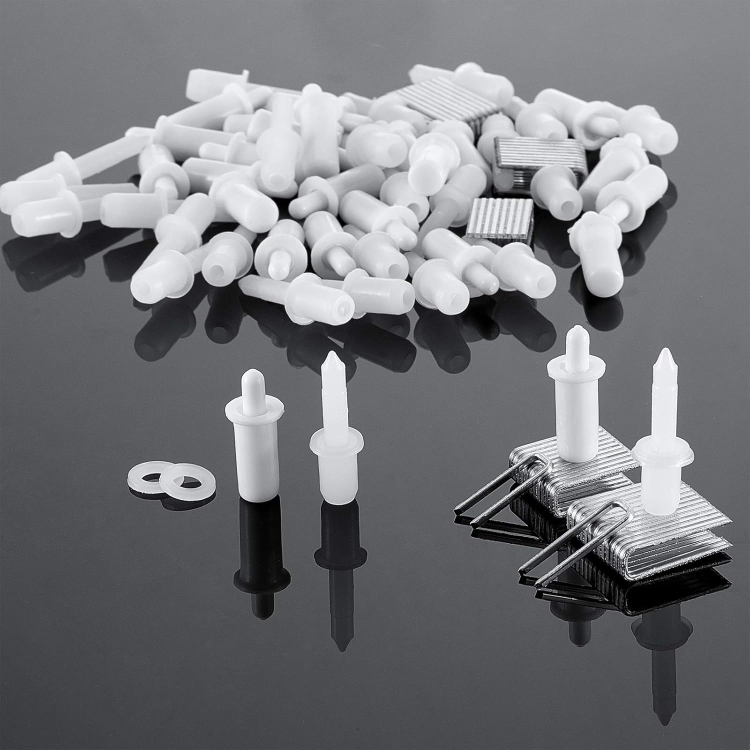 Jetec 85 Pieces Repair Plantation Shutters Tool Set Plantation Shutter Louvers Staples Replacement Repair Pins for Windows Tools Supplies (Mixed Sizes) image number 1