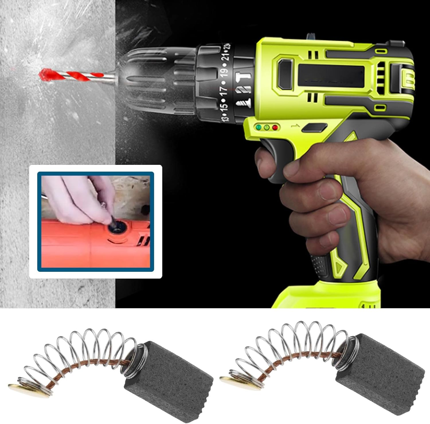 VGOL 20Pcs Motor Carbon Brushes Replacement Universal Carbon Brush Accessories for Electric Tools Electric Circular Saws Weeders 5X8X12.5Mm image number 3