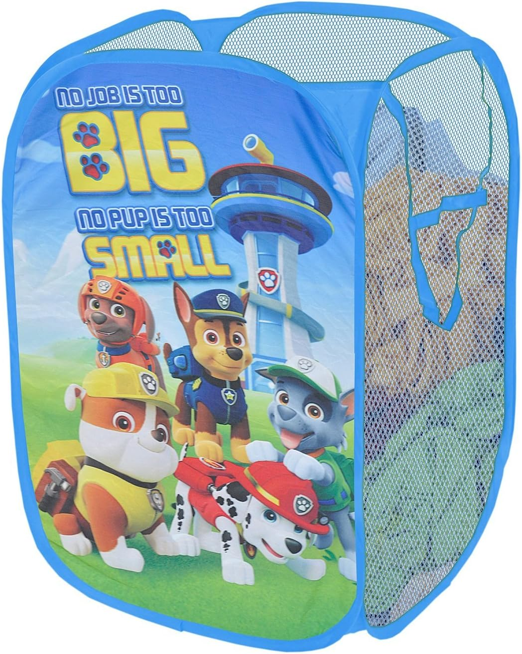 Idea Nuova Nickelodeon Paw Patrol Pop up Hamper with Durable Carry Handles, 21" H X 13.5" W X 13.5" L, Blue, One Size