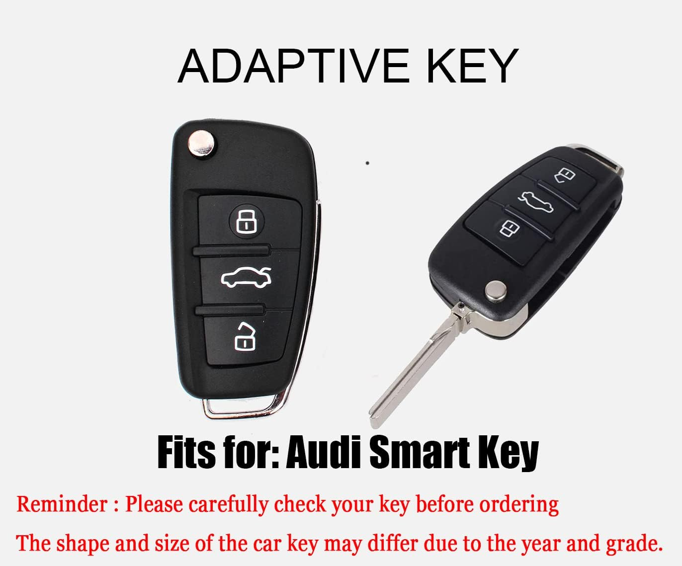 HIBEYO Key Fob Cover Compatible with Audi A1 A3 A6 Q2 Q3 Q7 TT TTS R8 S3 S6 RS3 Car Accessories TPU Silver-Edge Key Holder - Leather Keychain Black image number 6